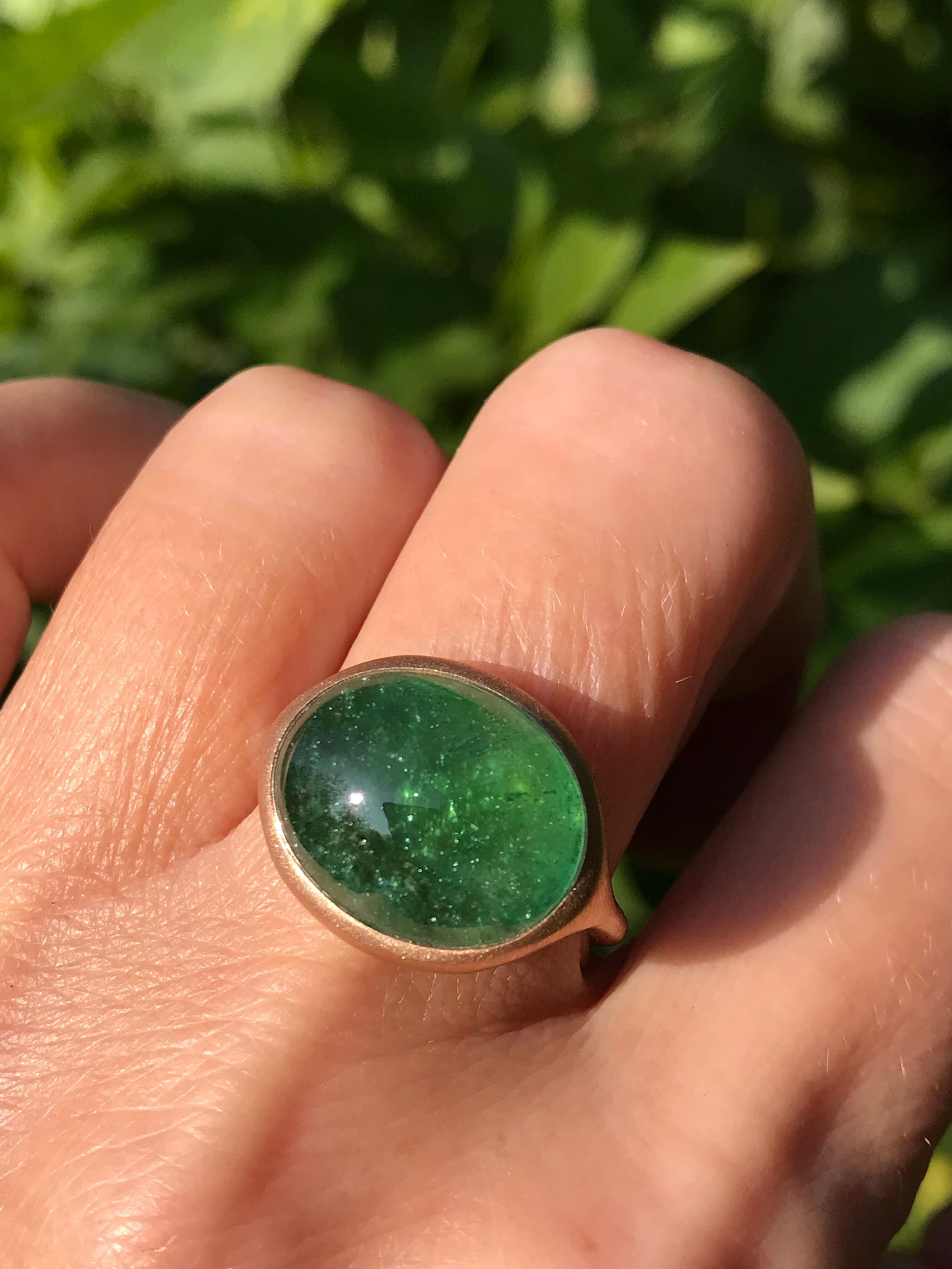 Dalben Design Green Tourmaline Rose Gold Ring For Sale 2