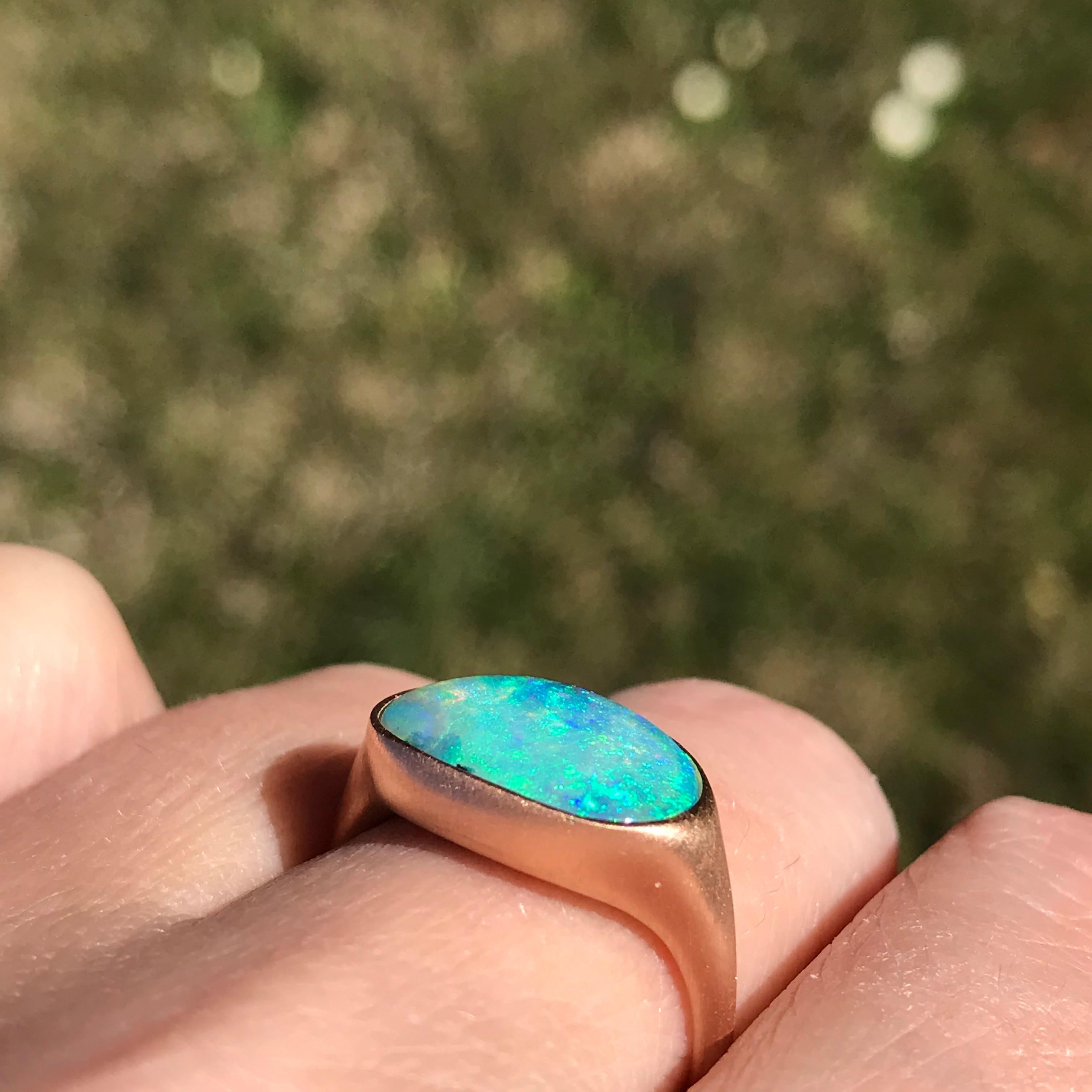 Women's Dalben Design Light Blue Australian Boulder Opal Rose Gold Ring