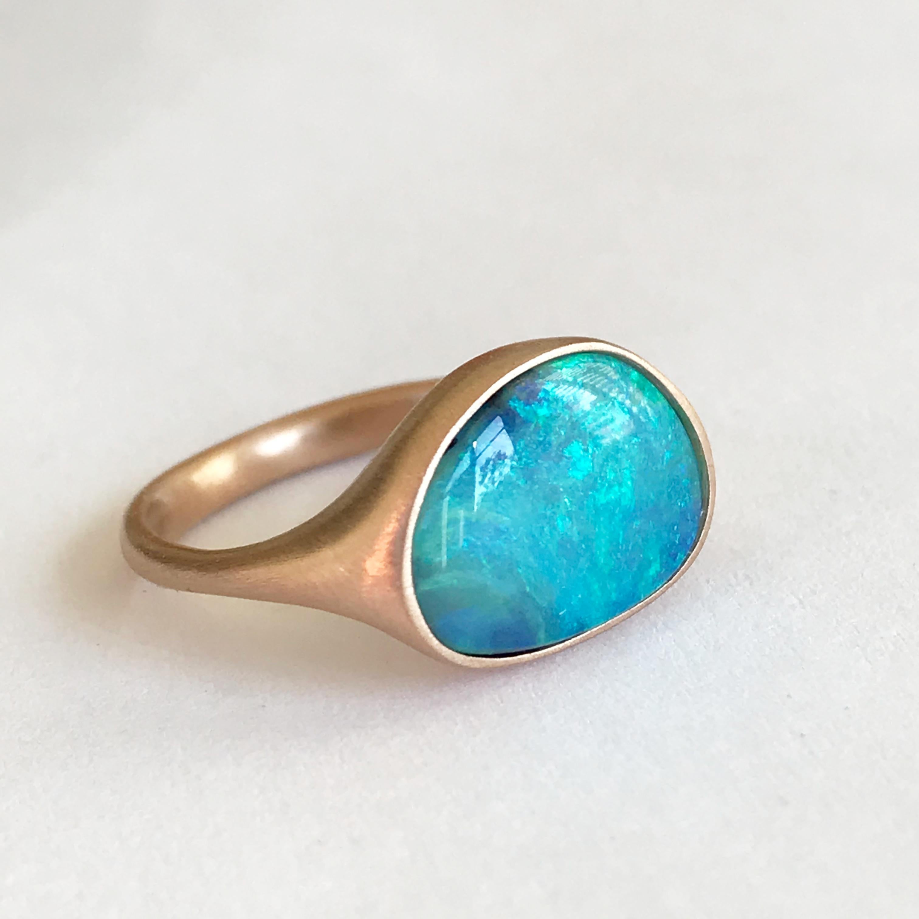 Dalben Design Light Blue Australian Boulder Opal Rose Gold Ring 1