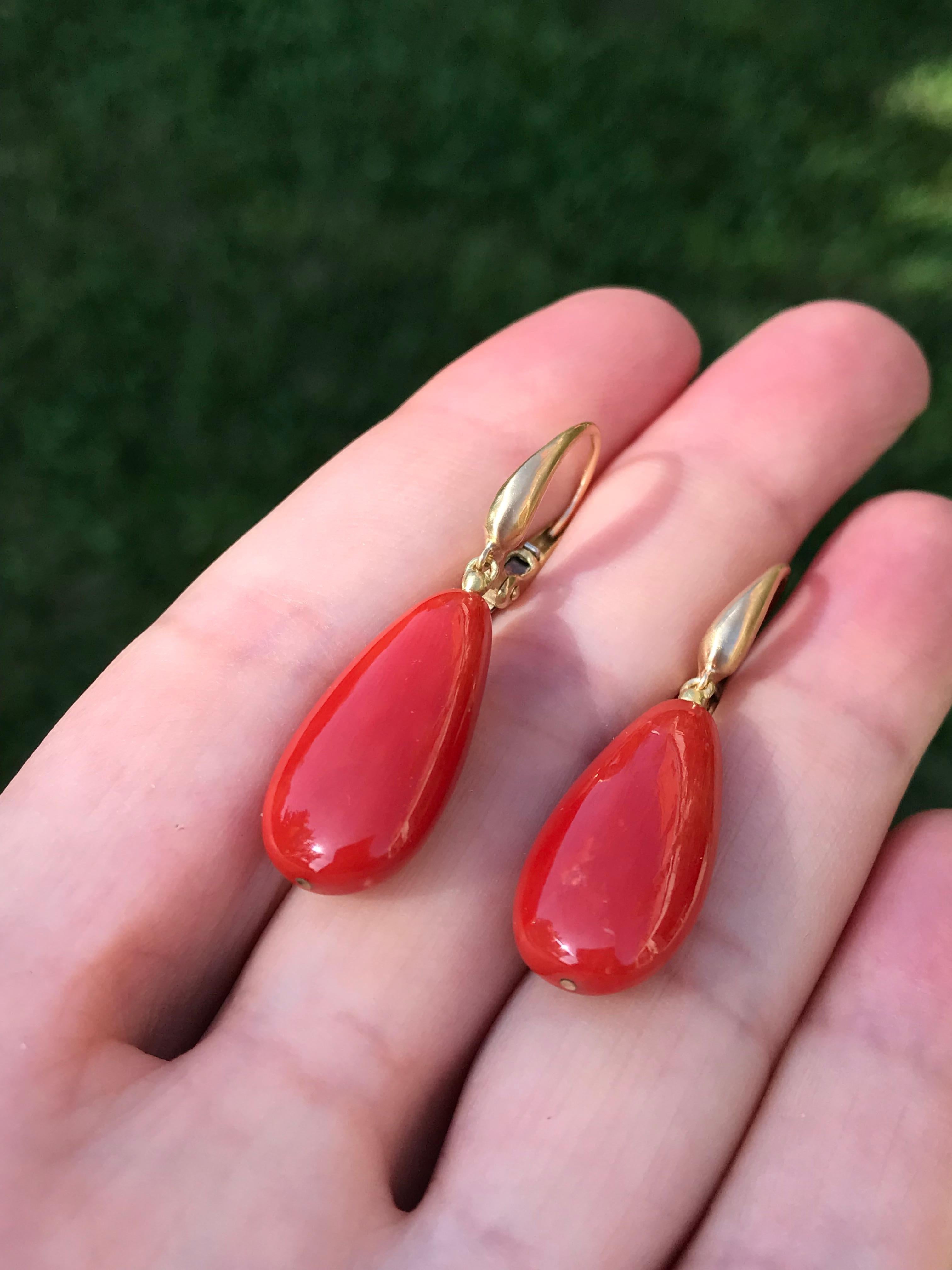 earrings with red coral