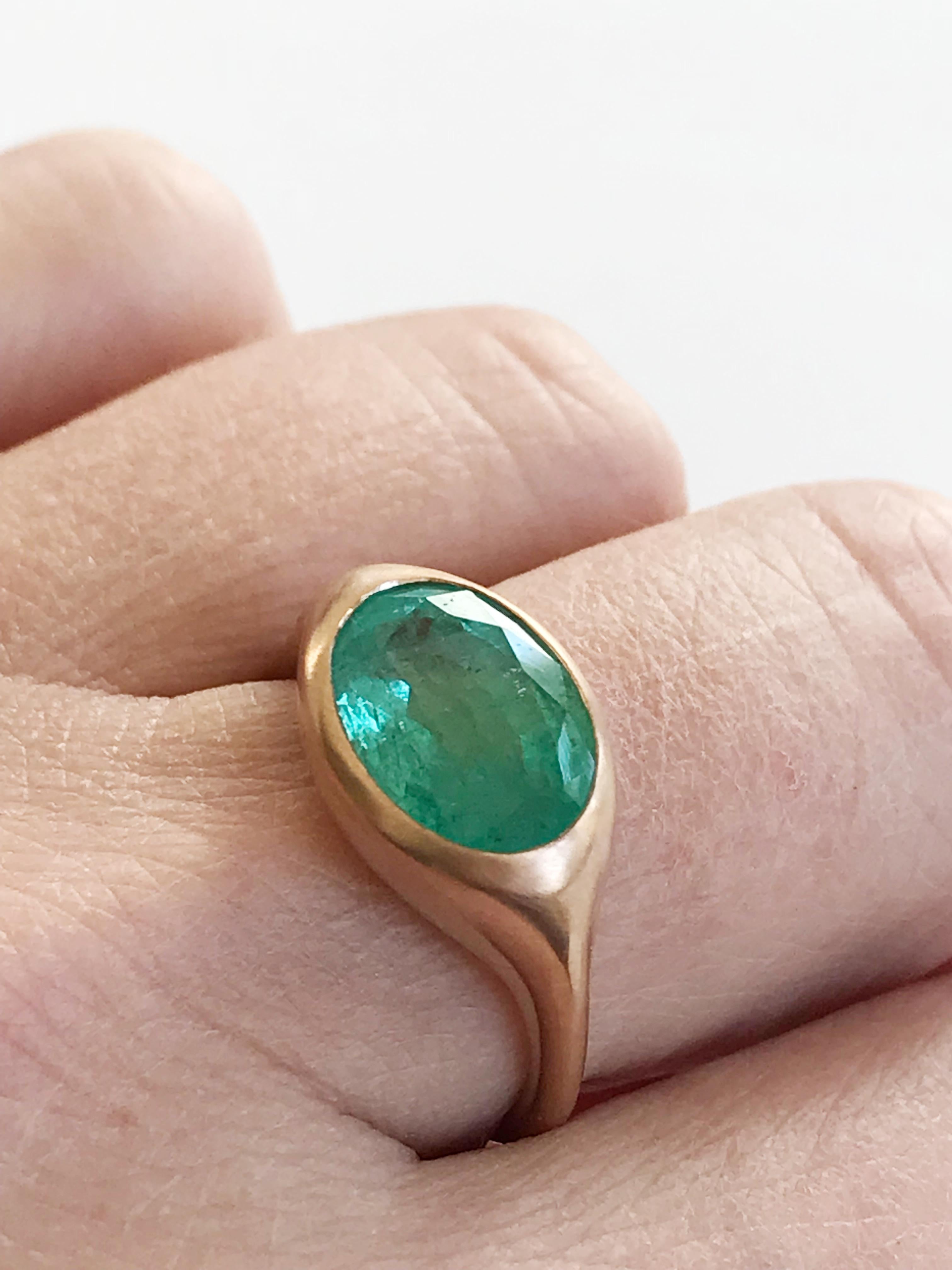 Dalben Design Oval Emerald Rose Gold Ring 4