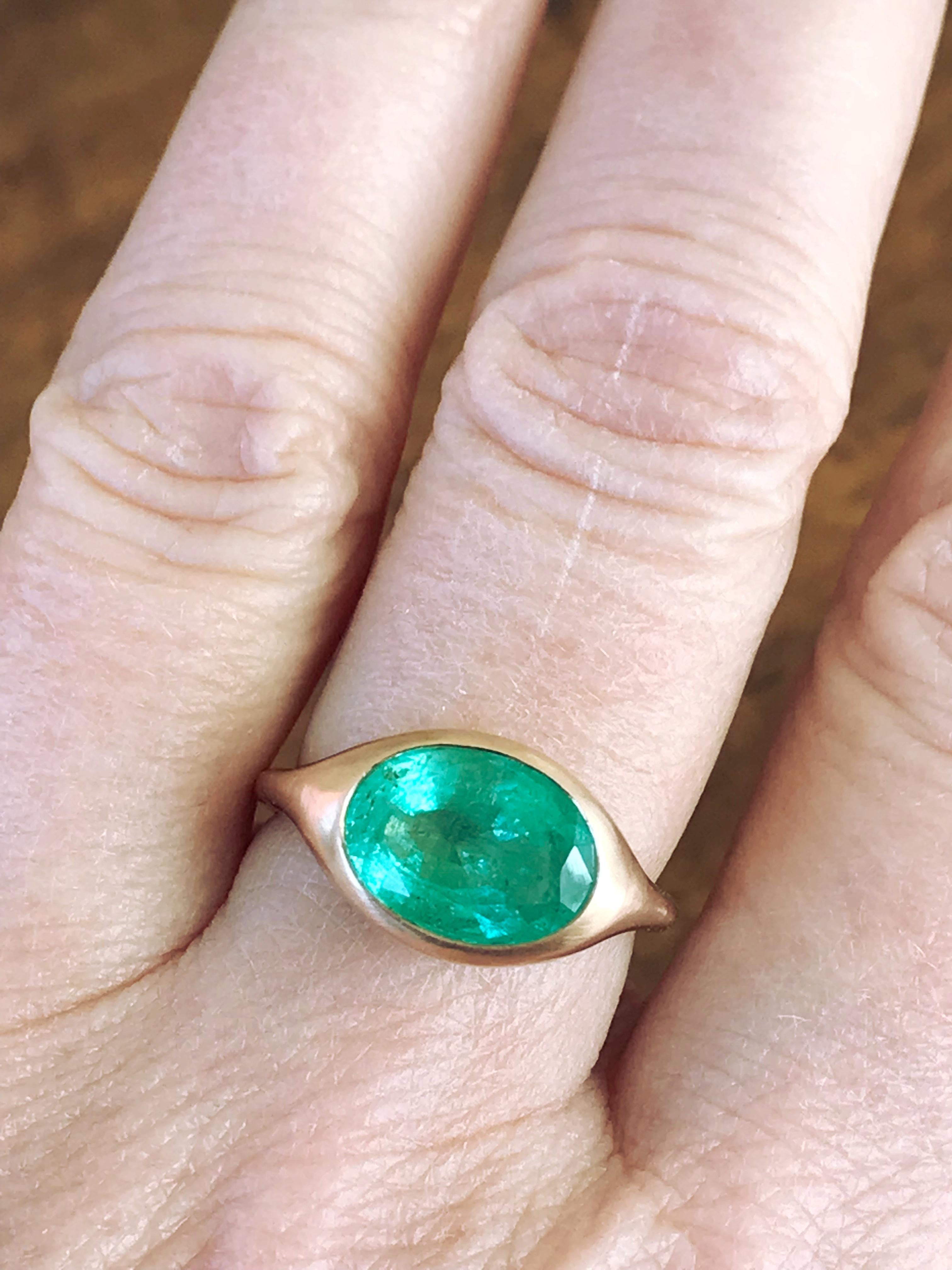 Dalben Design Oval Emerald Rose Gold Ring 5