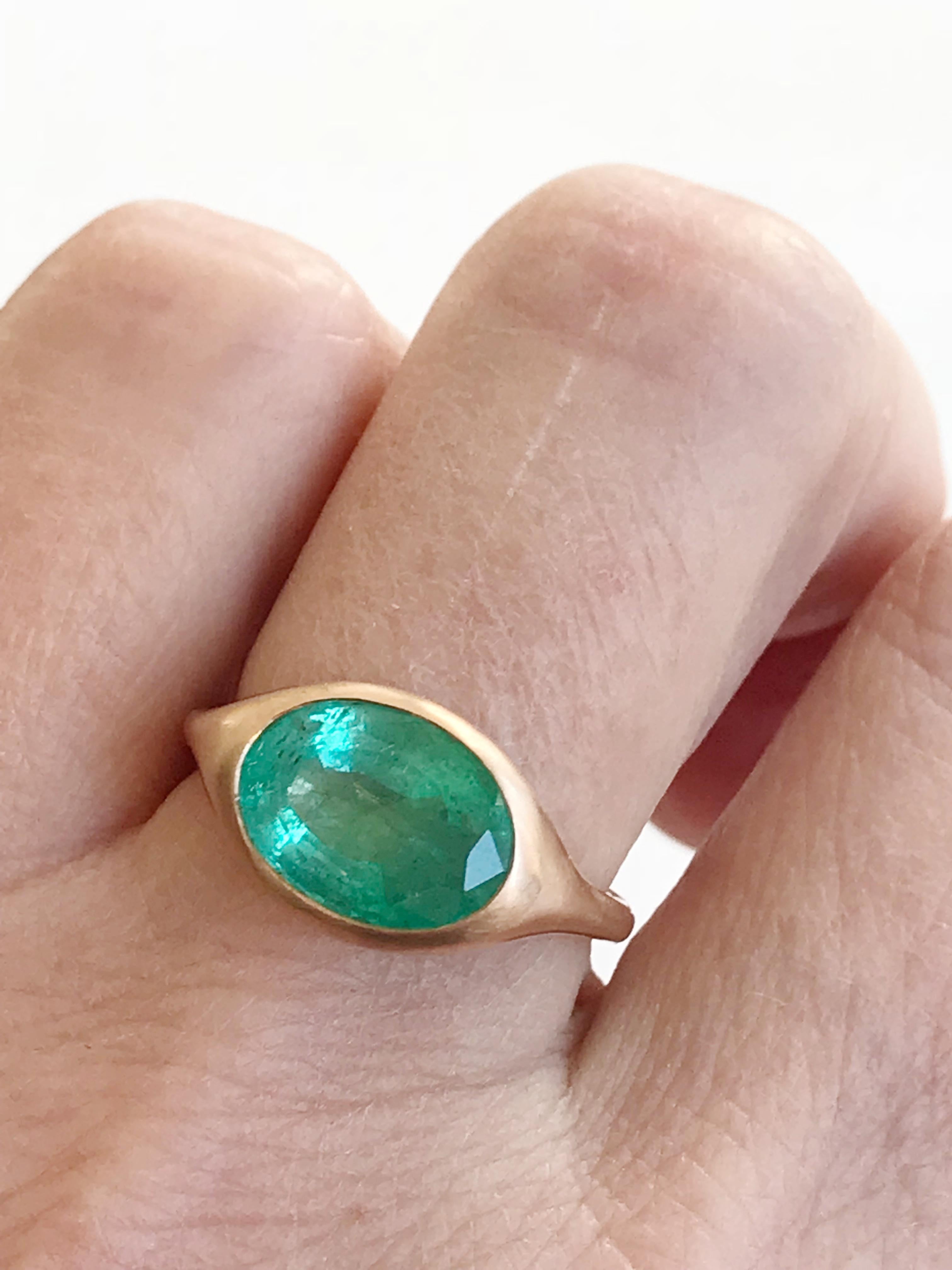 Dalben Design Oval Emerald Rose Gold Ring 6