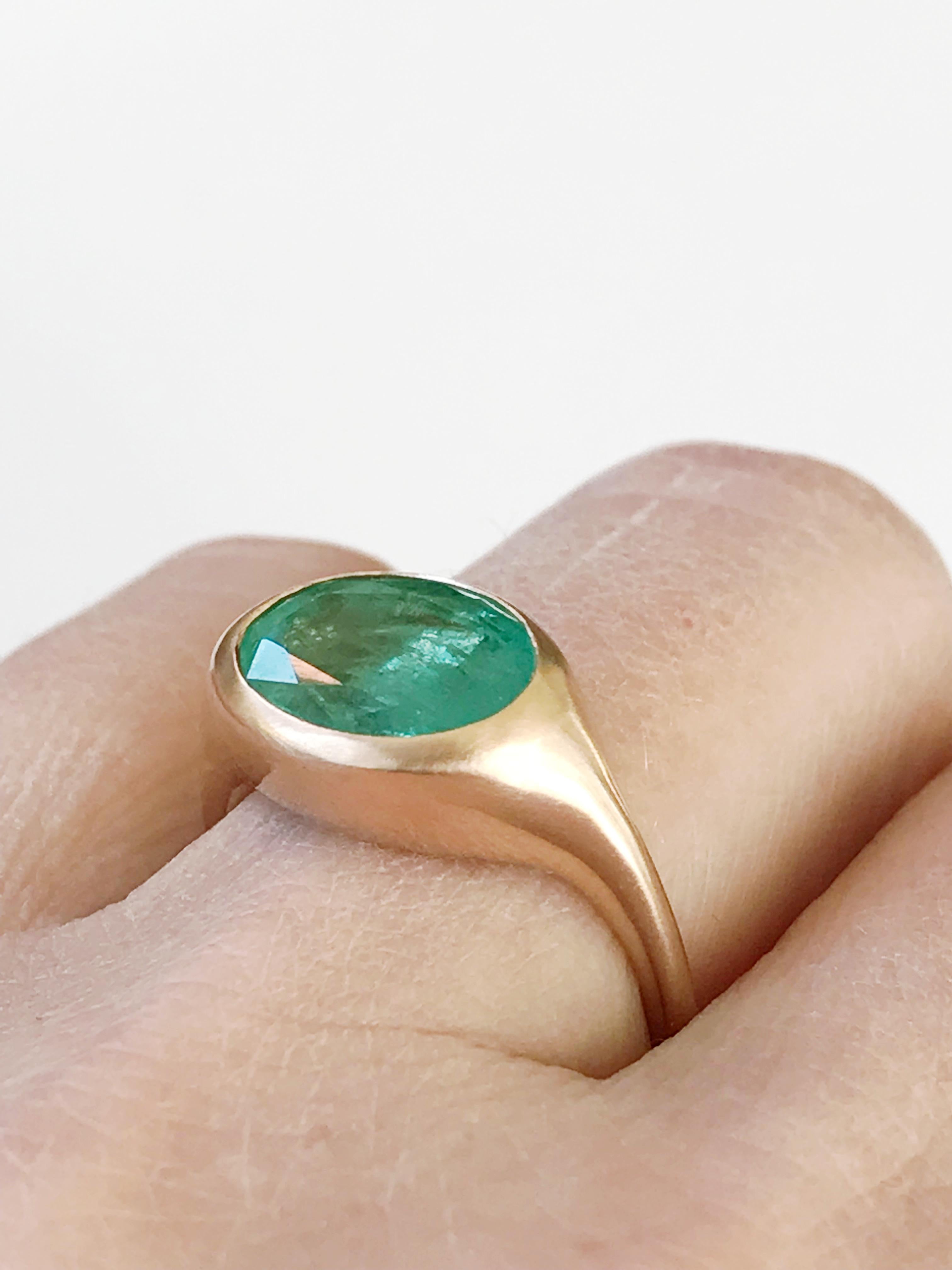 Dalben Design Oval Emerald Rose Gold Ring 7
