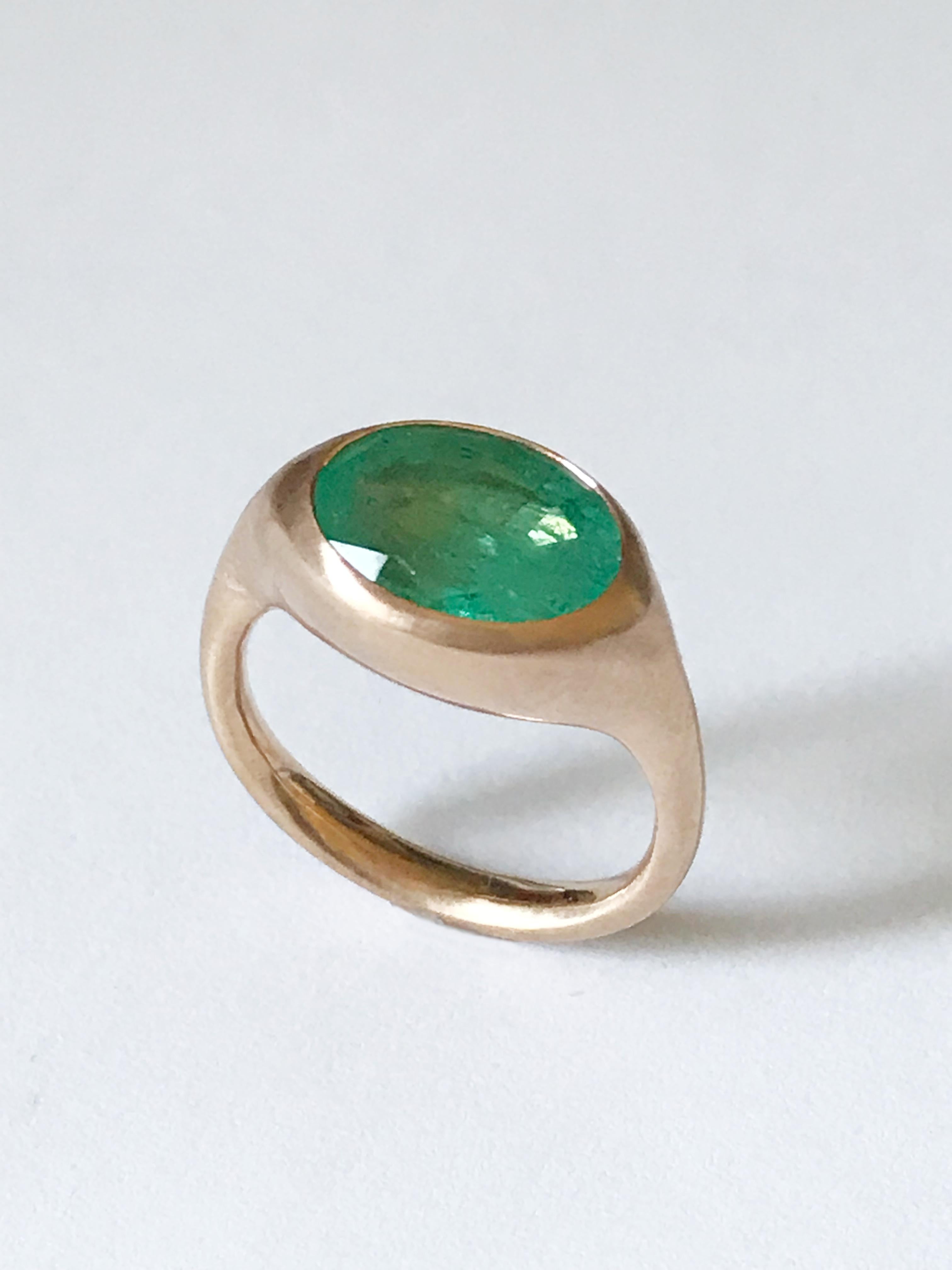 Contemporary Dalben Design Oval Emerald Rose Gold Ring