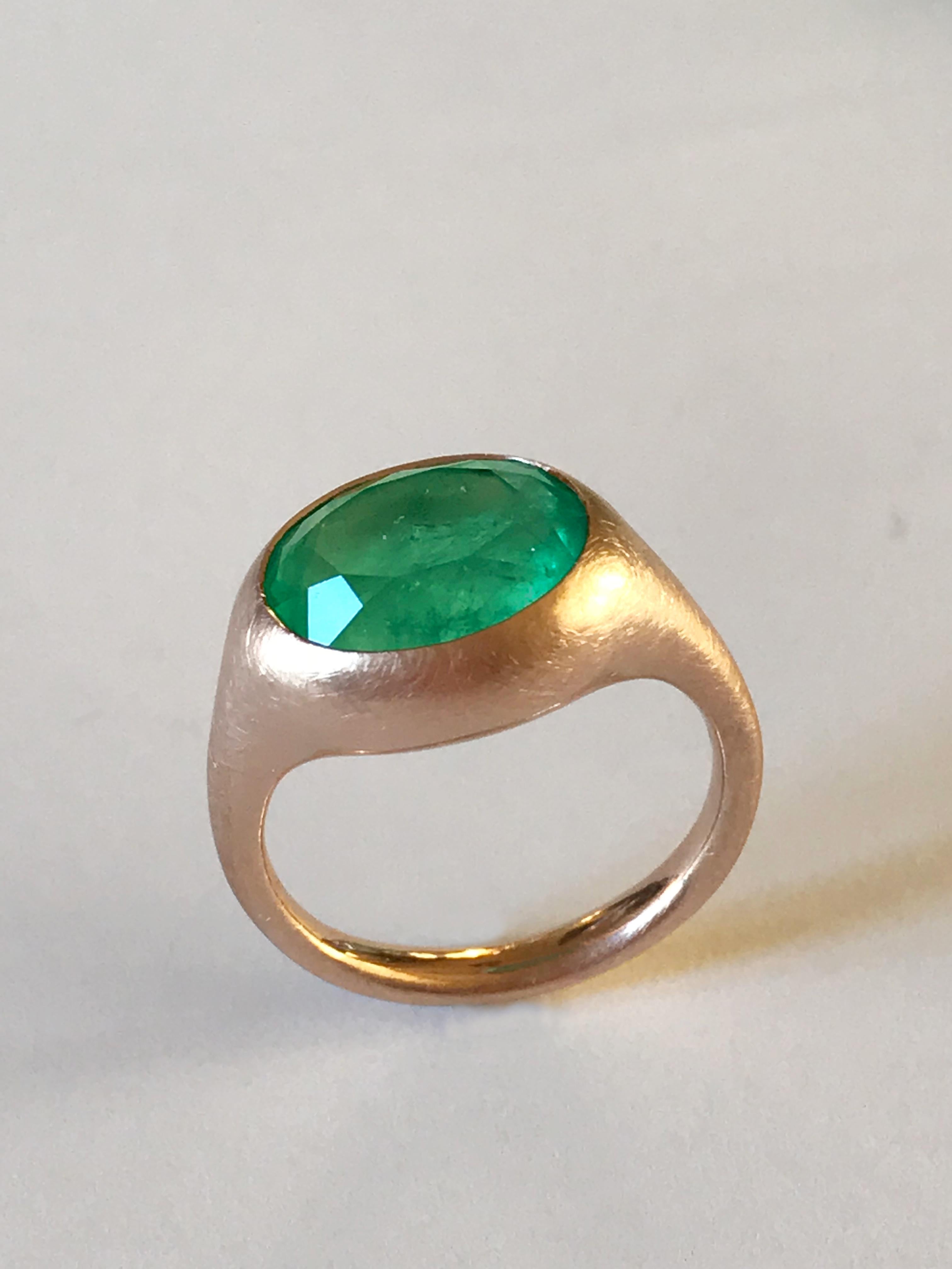 Oval Cut Dalben Design Oval Emerald Rose Gold Ring