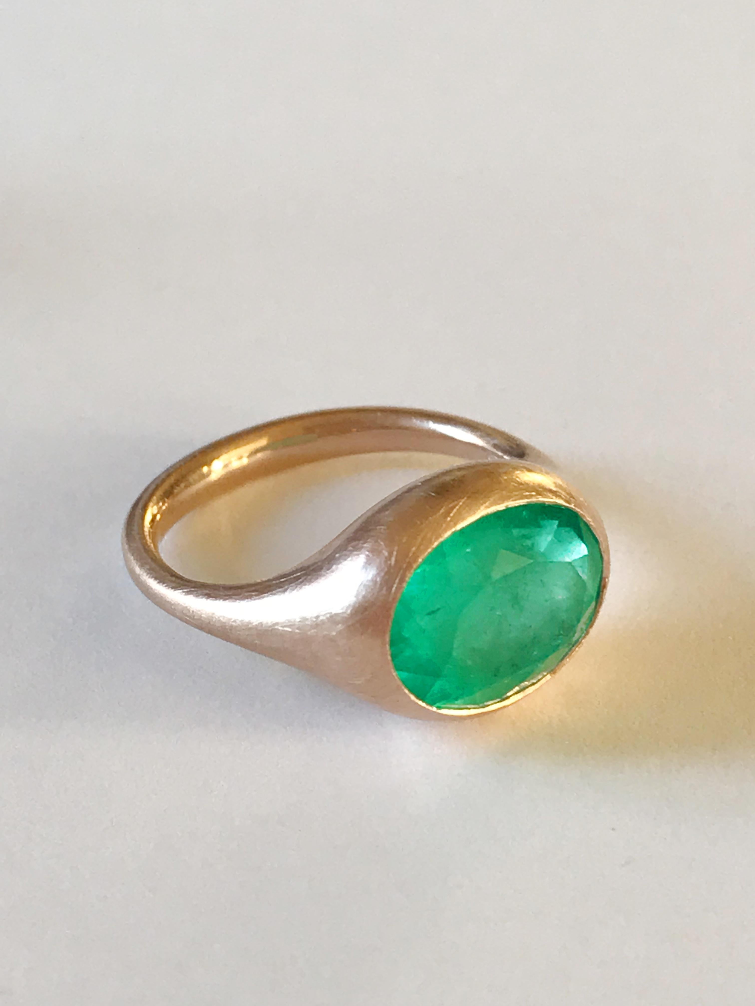 Women's Dalben Design Oval Emerald Rose Gold Ring