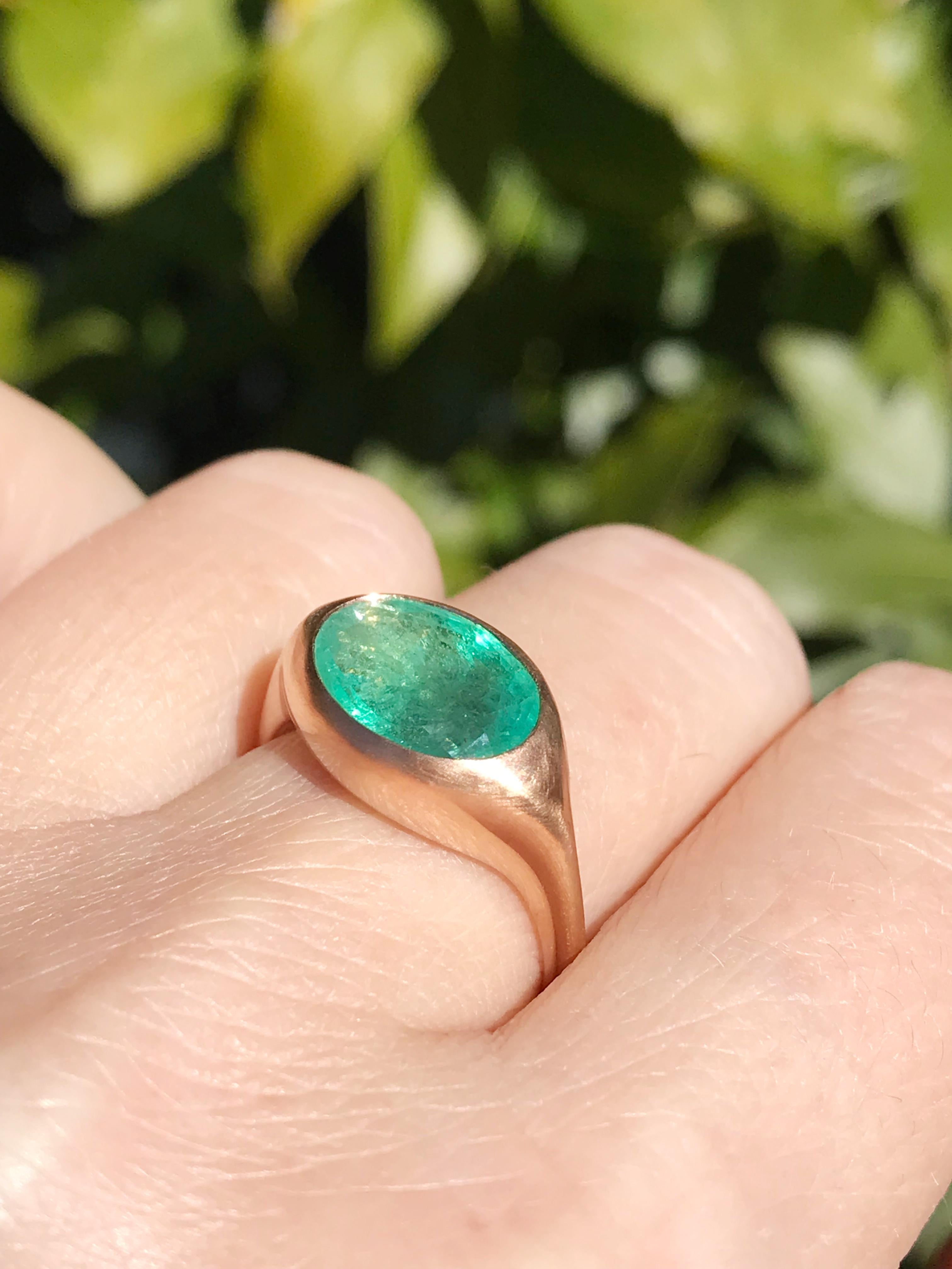 Dalben Design Oval Emerald Rose Gold Ring 2