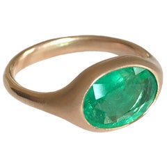 Dalben Design Oval Faceted Emerald Rose Gold Ring