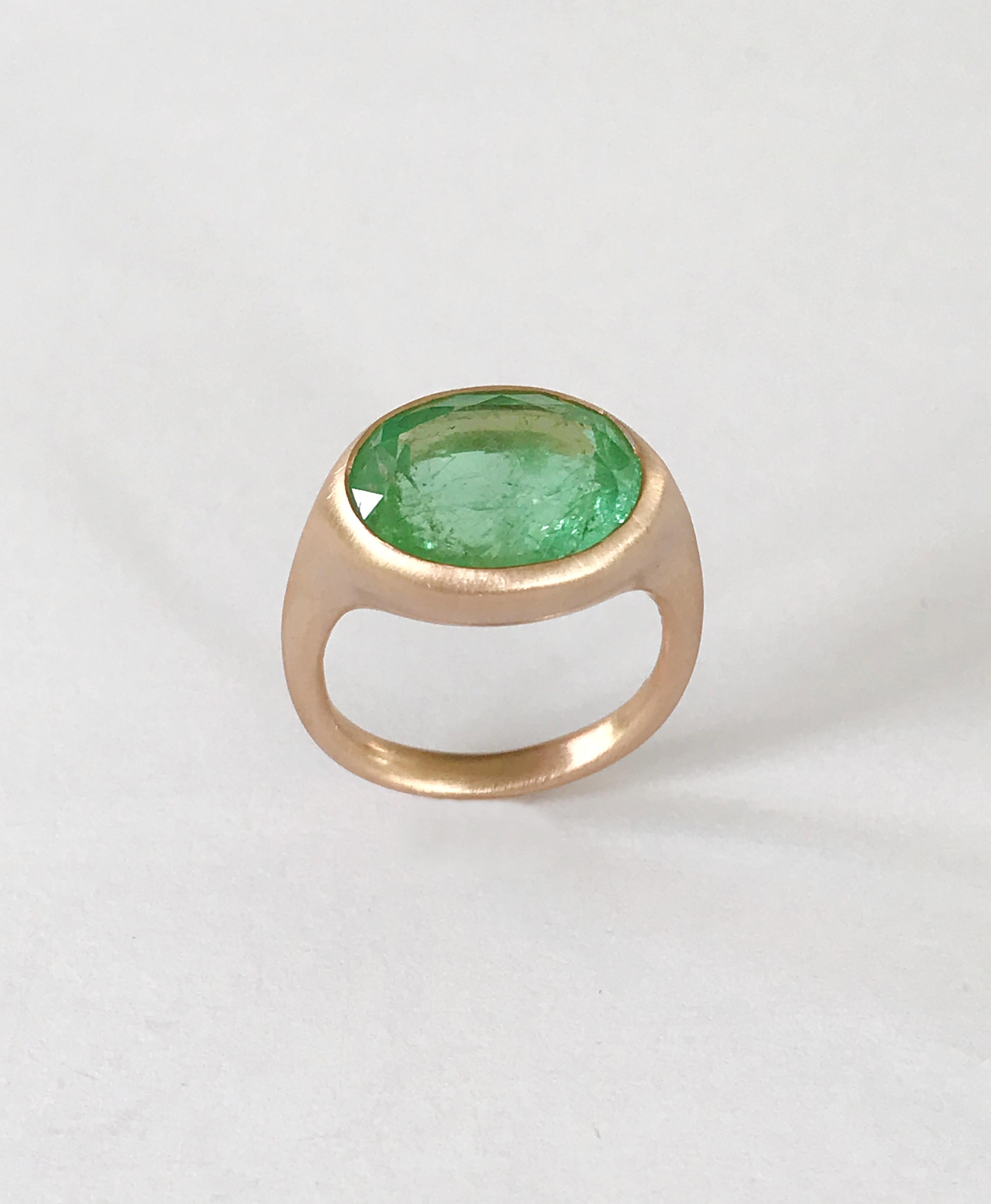 Dalben Design Oval Green Tourmaline Rose Gold Ring In New Condition In Como, IT