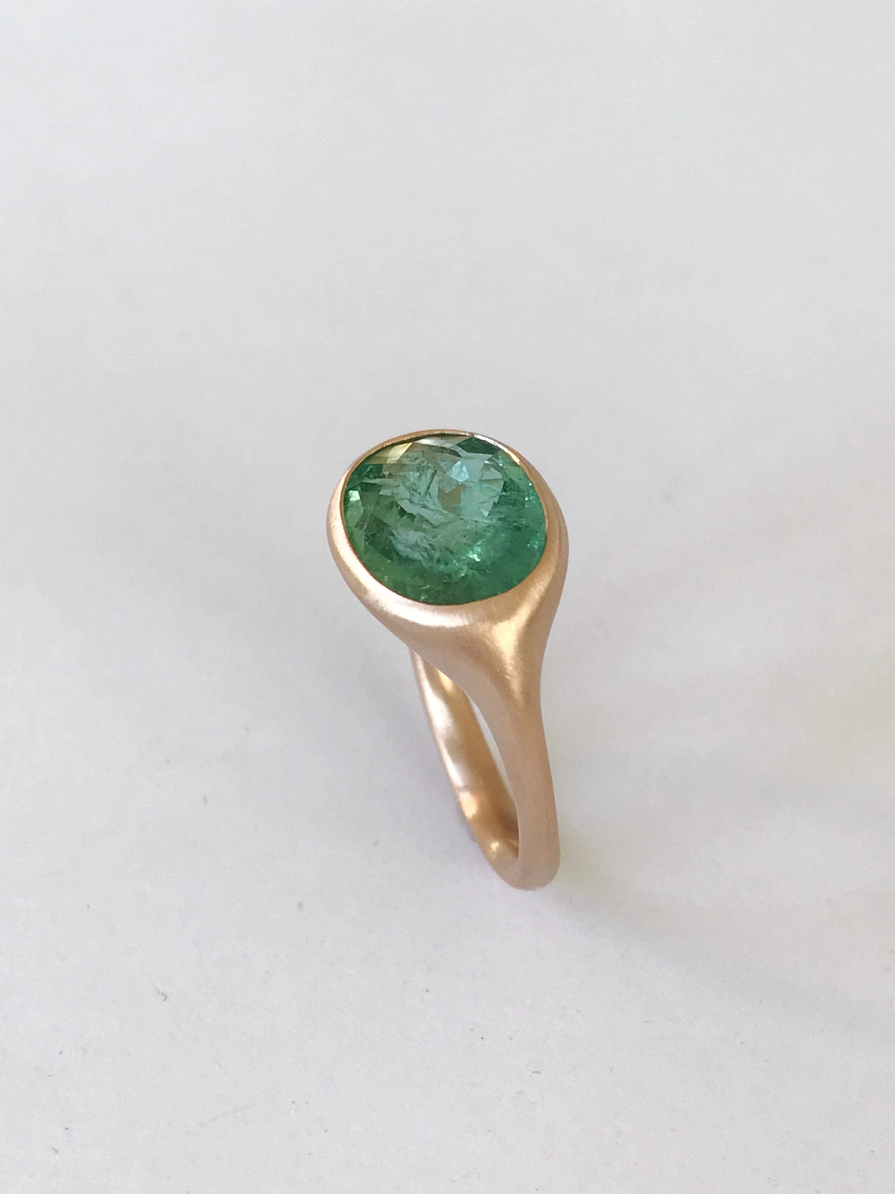 Dalben Design Oval Green Tourmaline Rose Gold Ring For Sale 2