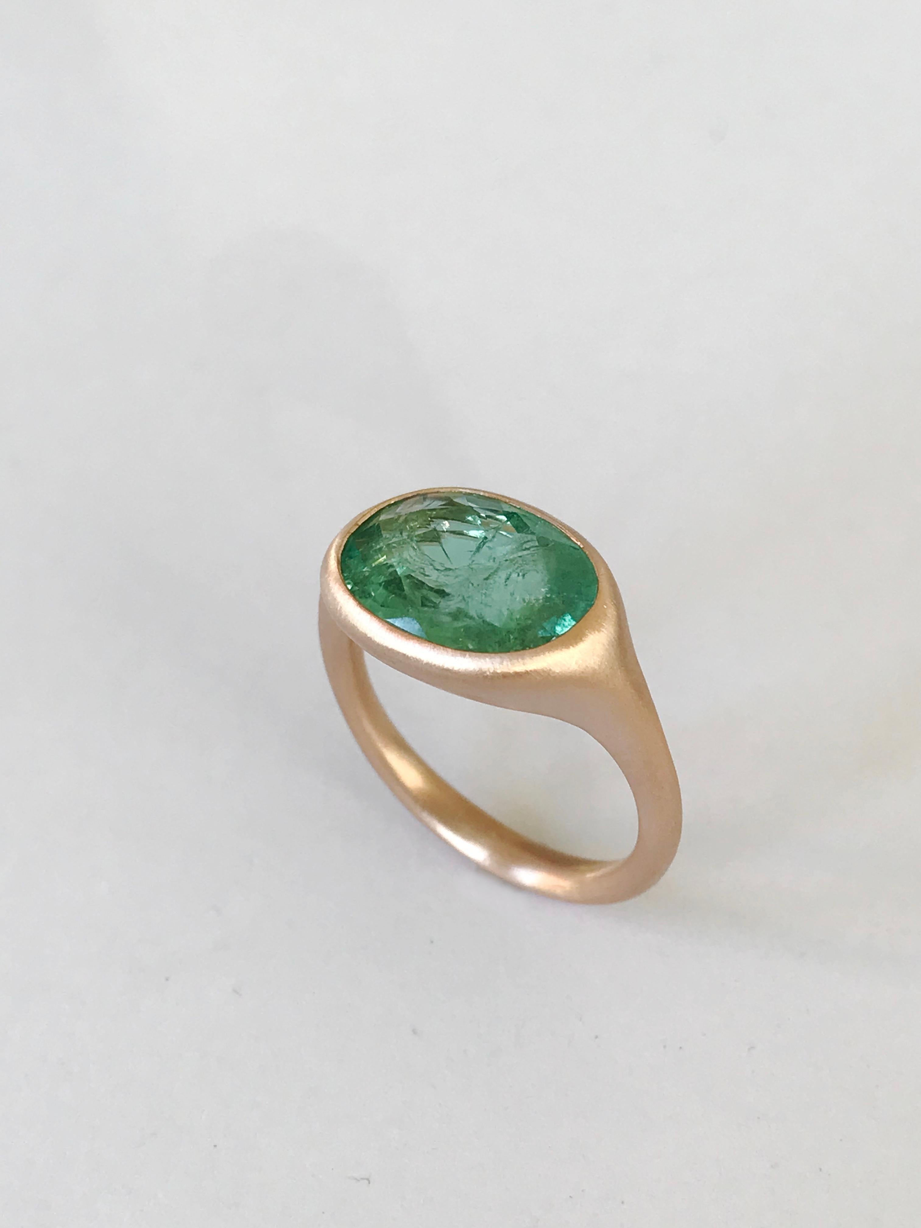 Dalben Design Oval Green Tourmaline Rose Gold Ring For Sale 4