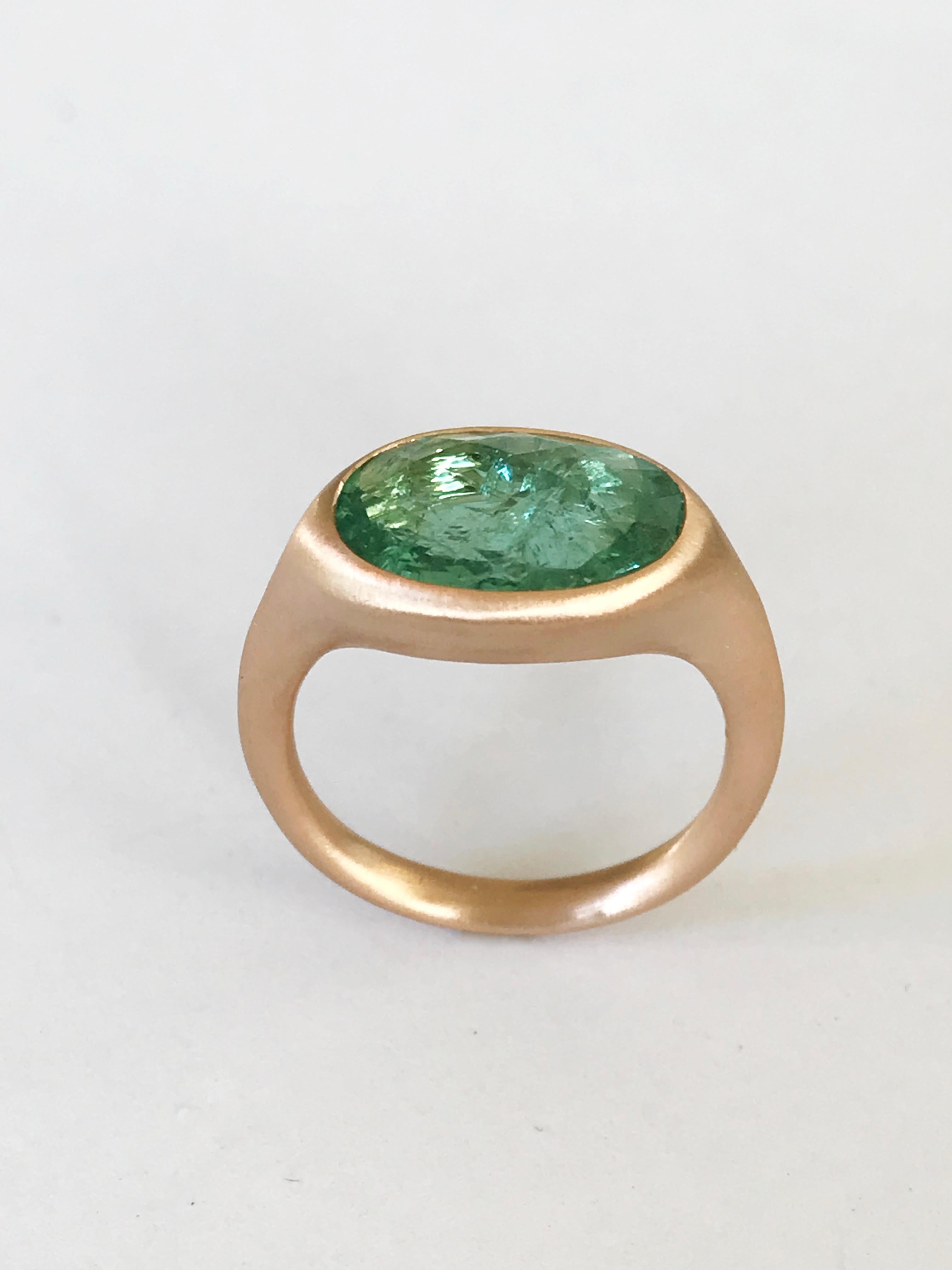 Dalben Design Oval Green Tourmaline Rose Gold Ring For Sale 6