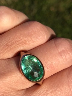 Dalben Design Oval Green Tourmaline Rose Gold Ring