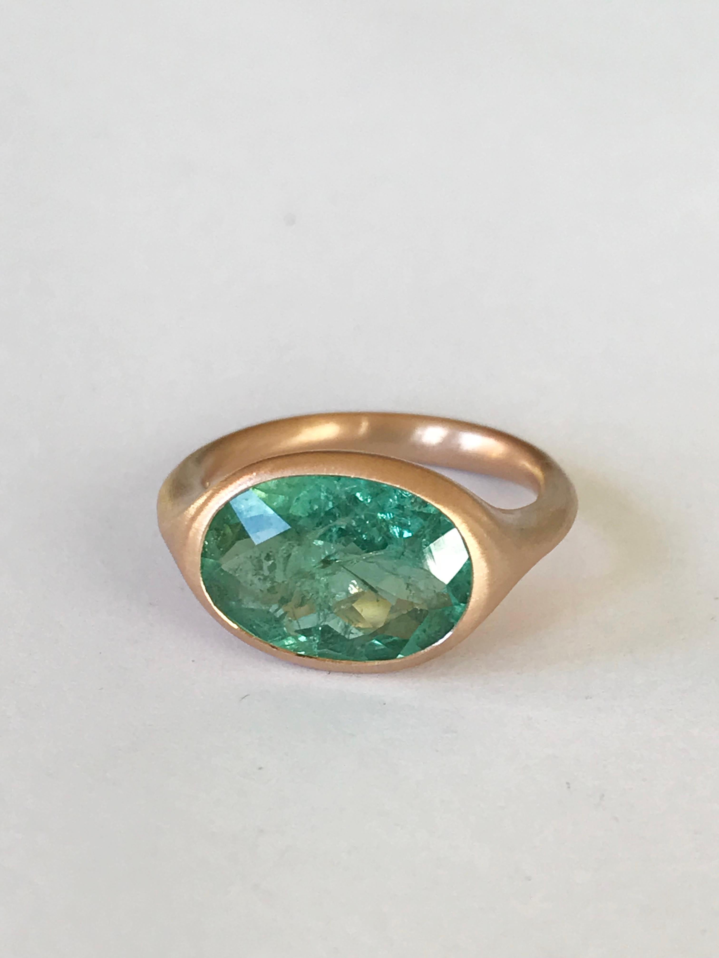 Women's Dalben Design Oval Green Tourmaline Rose Gold Ring For Sale