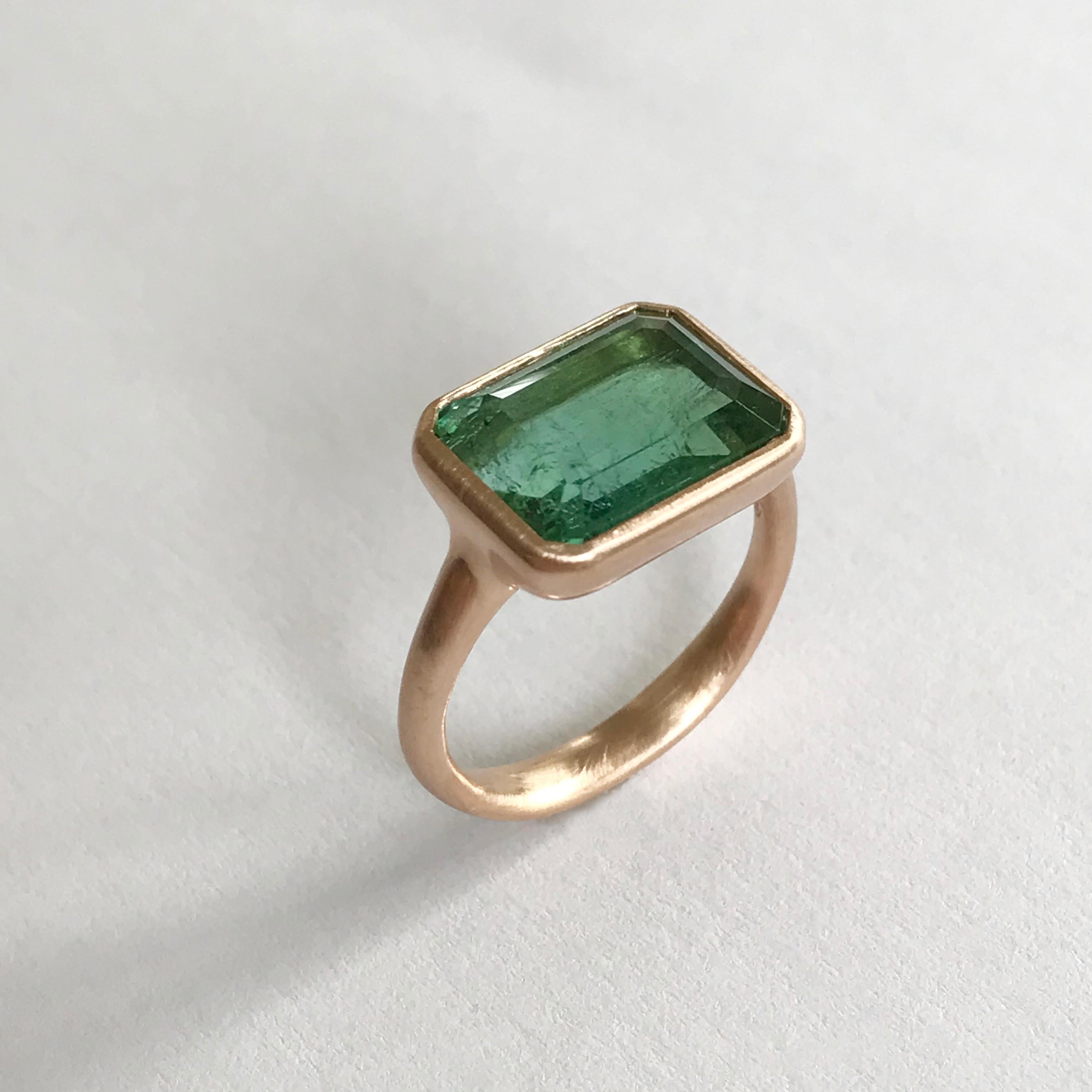Dalben Design Rectangular Green Tourmaline Rose Gold Ring 1