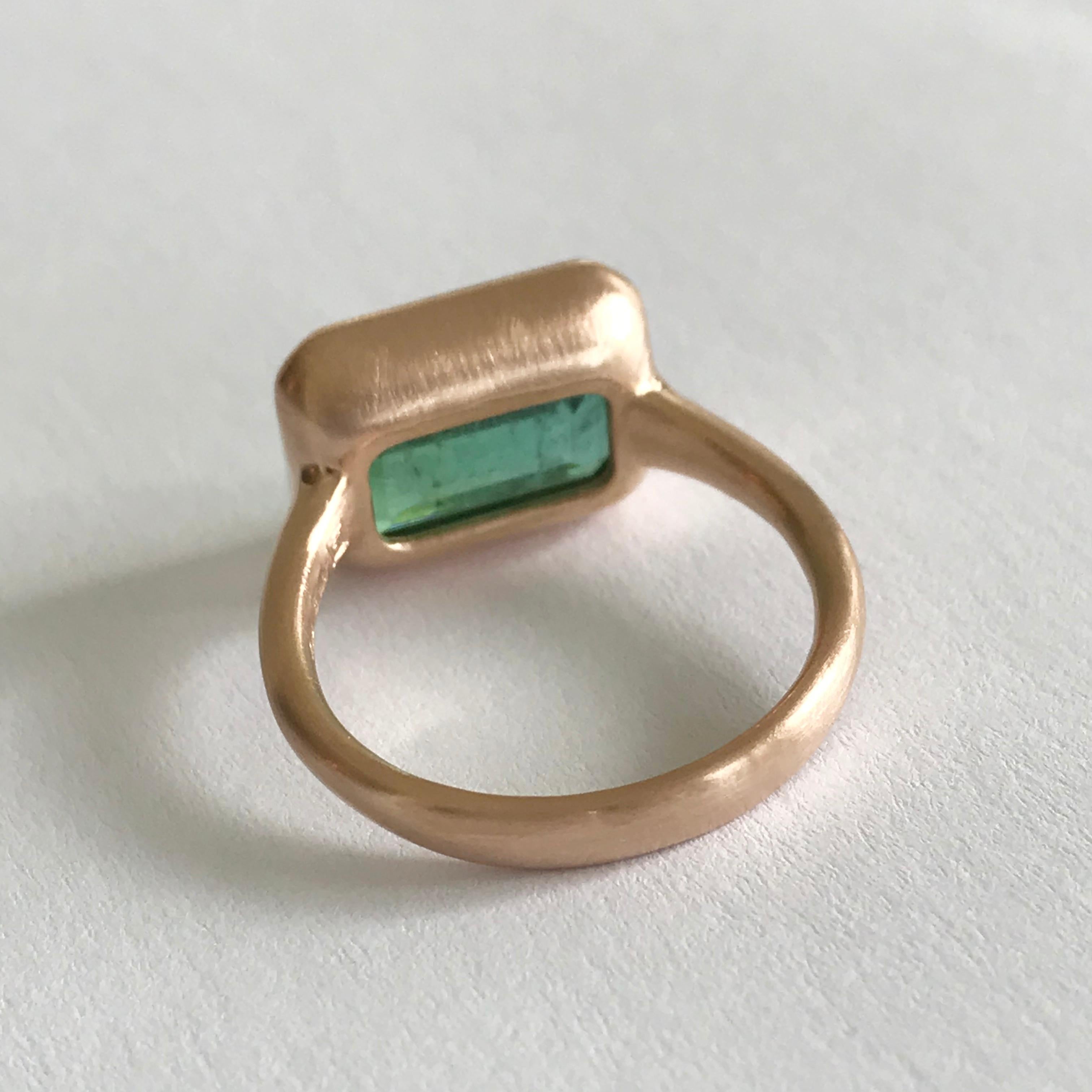 Dalben Design Rectangular Green Tourmaline Rose Gold Ring 3