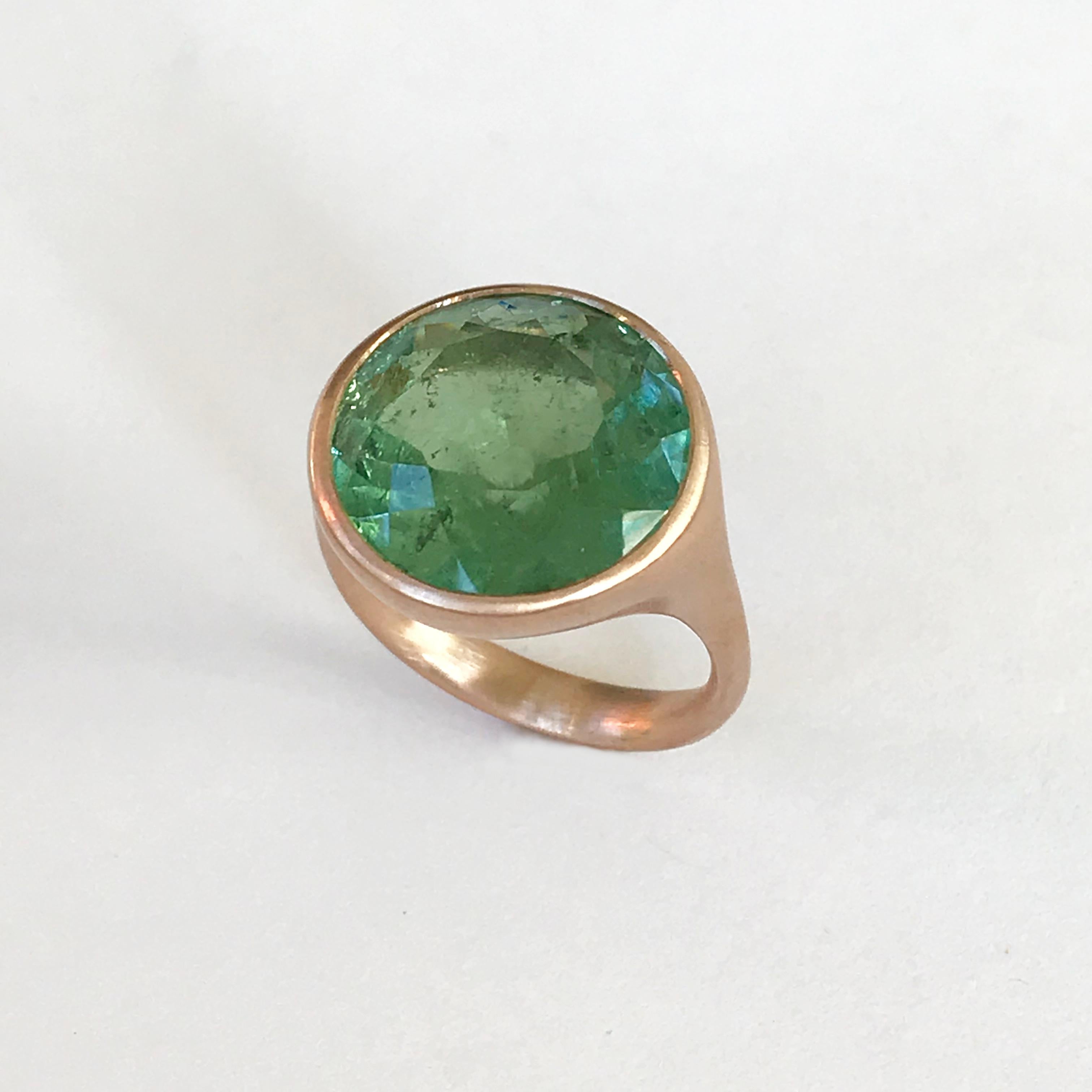 Dalben Design Ring aus Roségold mit rundem grünem Turmalin im Angebot 5
