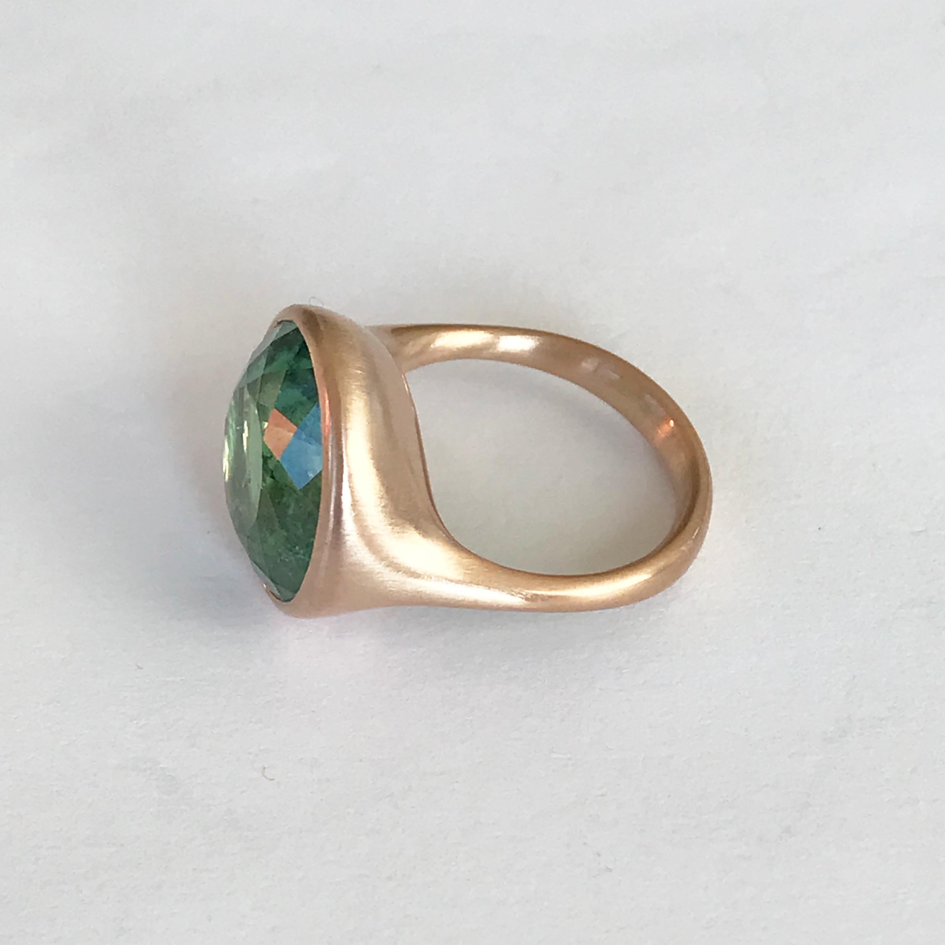 Dalben Design Round Green Tourmaline Rose Gold Ring For Sale 3