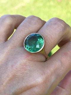 Dalben Design Round Green Tourmaline Rose Gold Ring