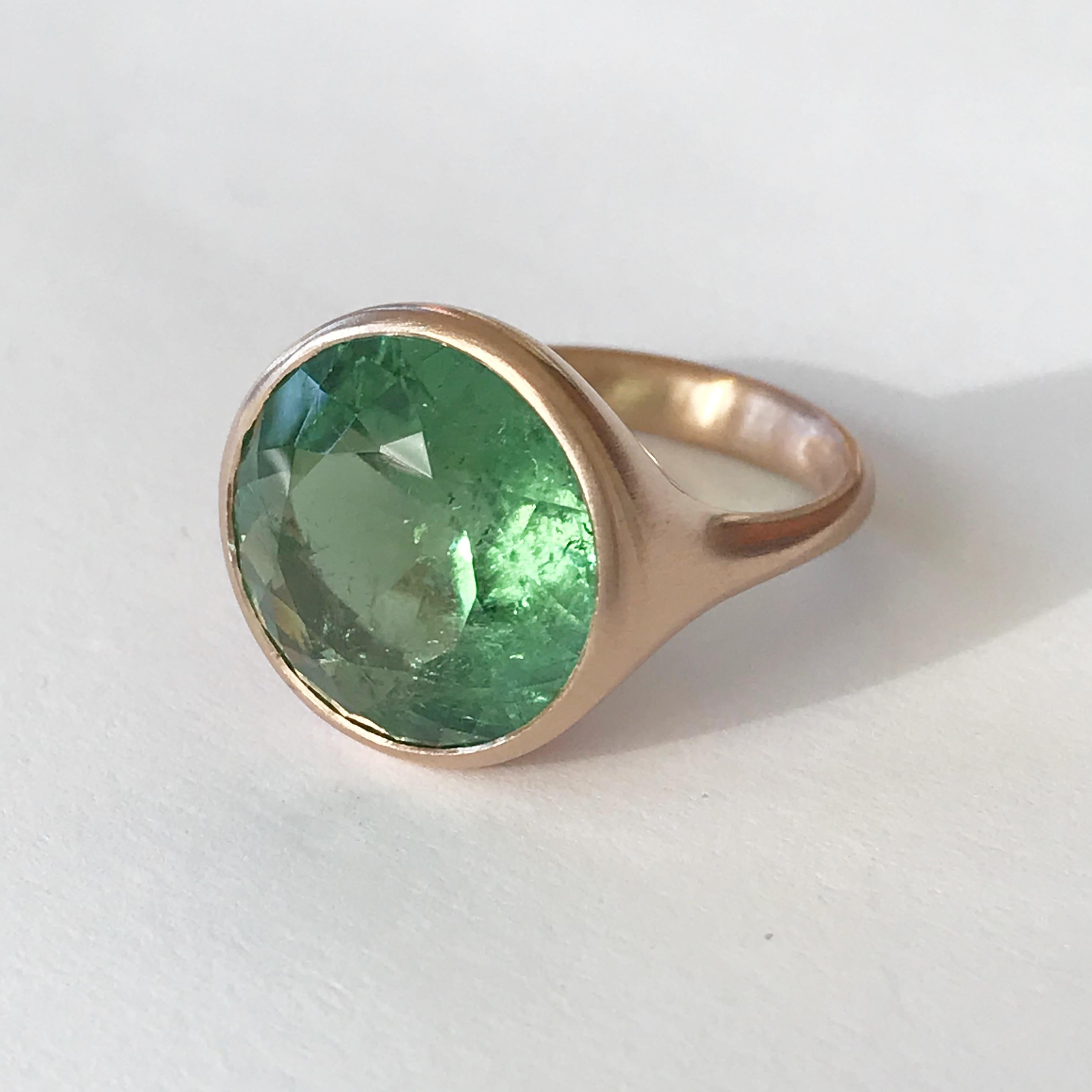 Dalben Design Ring aus Roségold mit rundem grünem Turmalin (Rundschliff) im Angebot