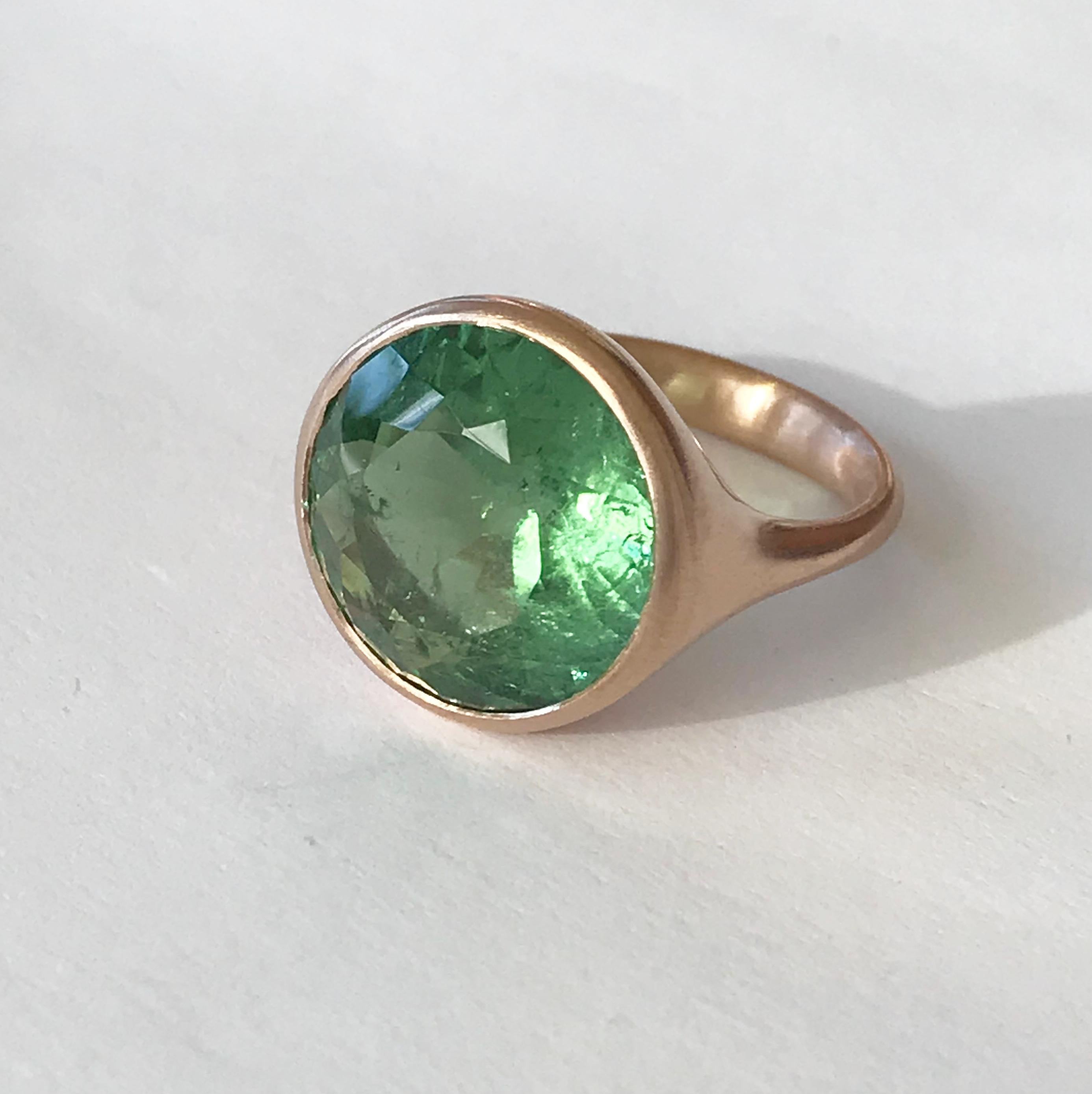 Women's Dalben Design Round Green Tourmaline Rose Gold Ring For Sale