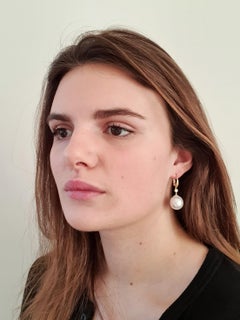 Dalben Design Südsee Barock Perle und Diamant Gelbgold Ohrhänger