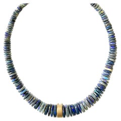 Dalben Disc Bead Australian Opal Rose Gold Necklace