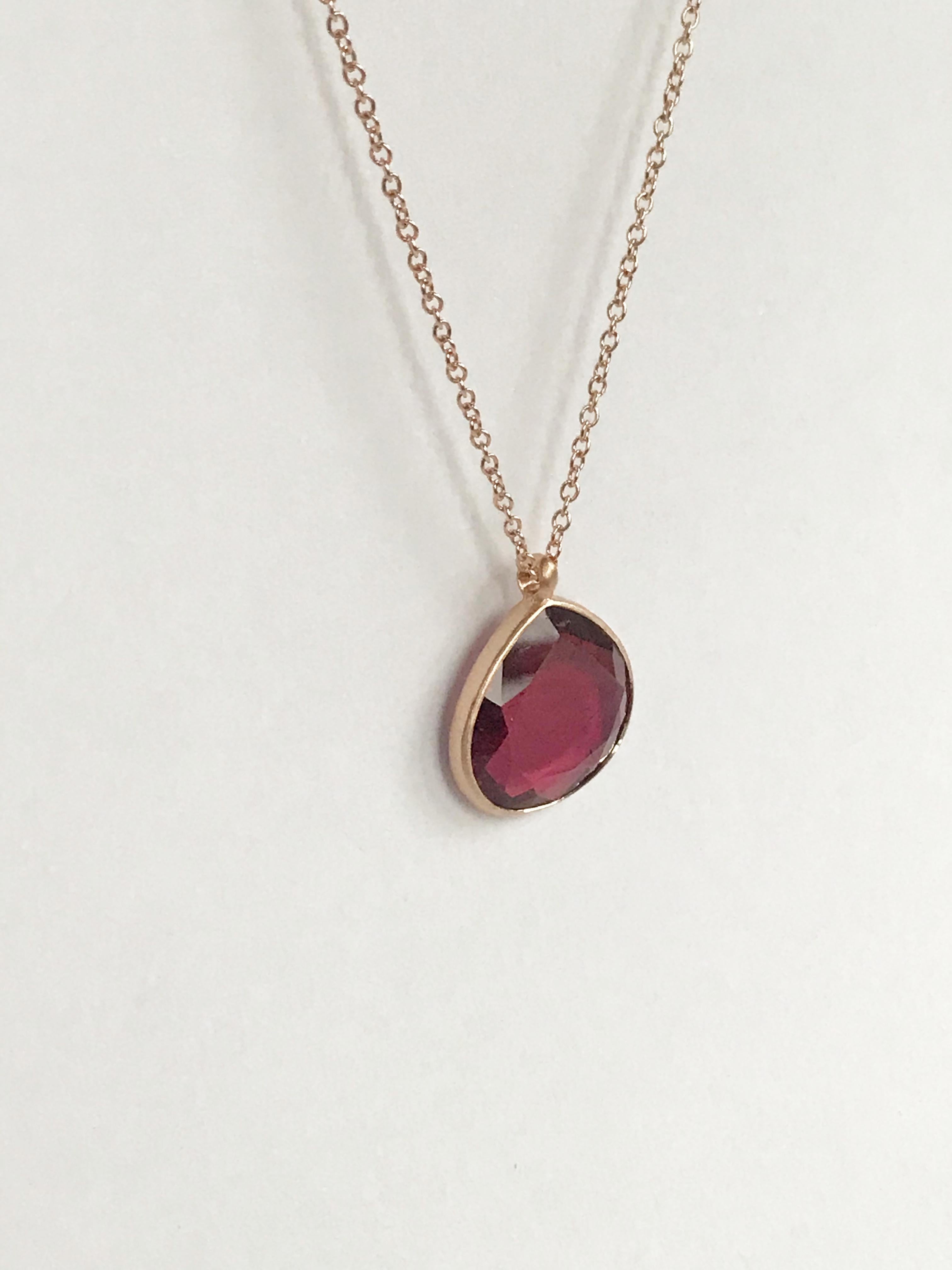 Contemporary Dalben Drop Shape Red Tourmaline Rose Gold Necklace