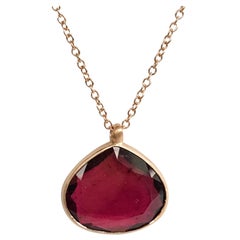 Dalben Drop Shape Red Tourmaline Rose Gold Necklace