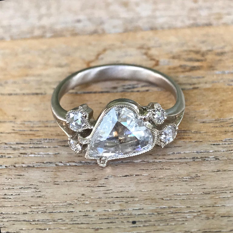 Dalben Drop Shape Rose Cut Diamond Lily of the Valley Gold Ring at ...