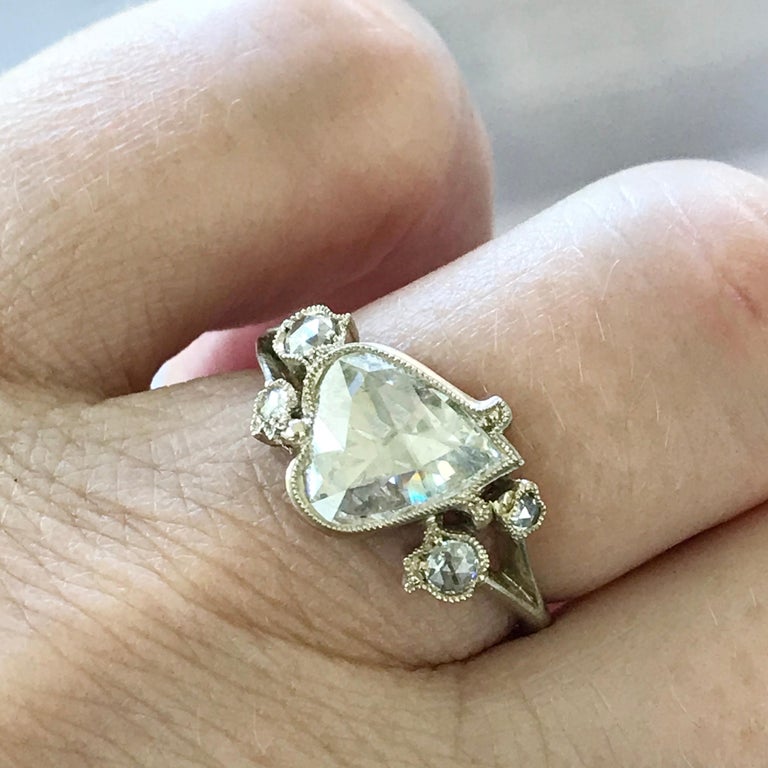 Dalben Drop Shape Rose Cut Diamond Lily of the Valley Gold Ring at ...