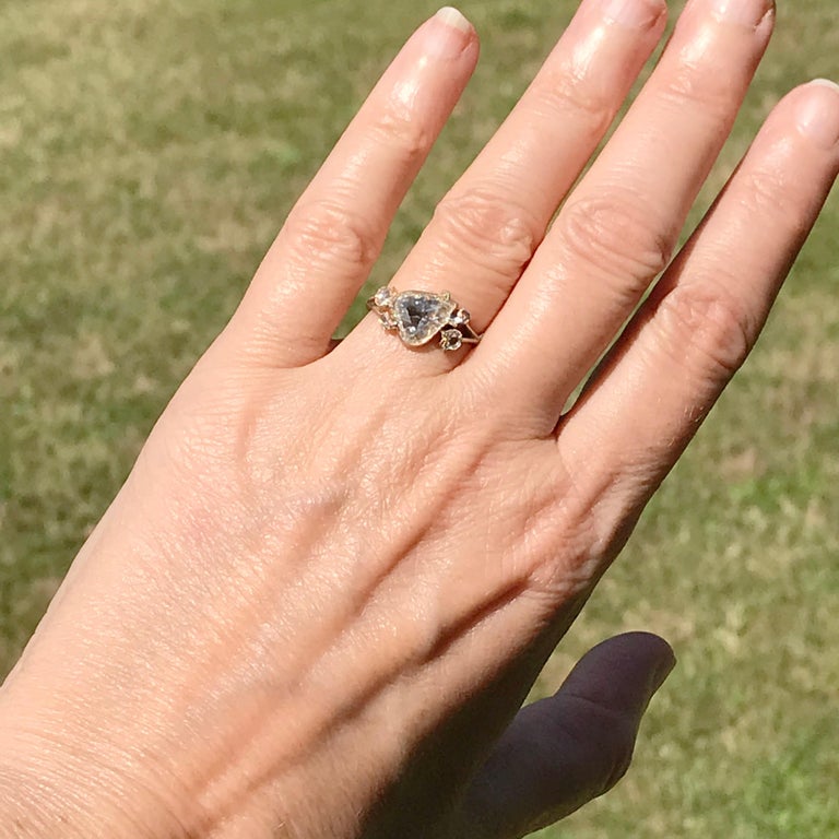 Dalben Drop Shape Rose Cut Diamond Lily of the Valley Gold Ring at ...