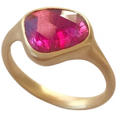 Dalben Drop Shape Rose Cut Slice Ruby Yellow Gold Ring