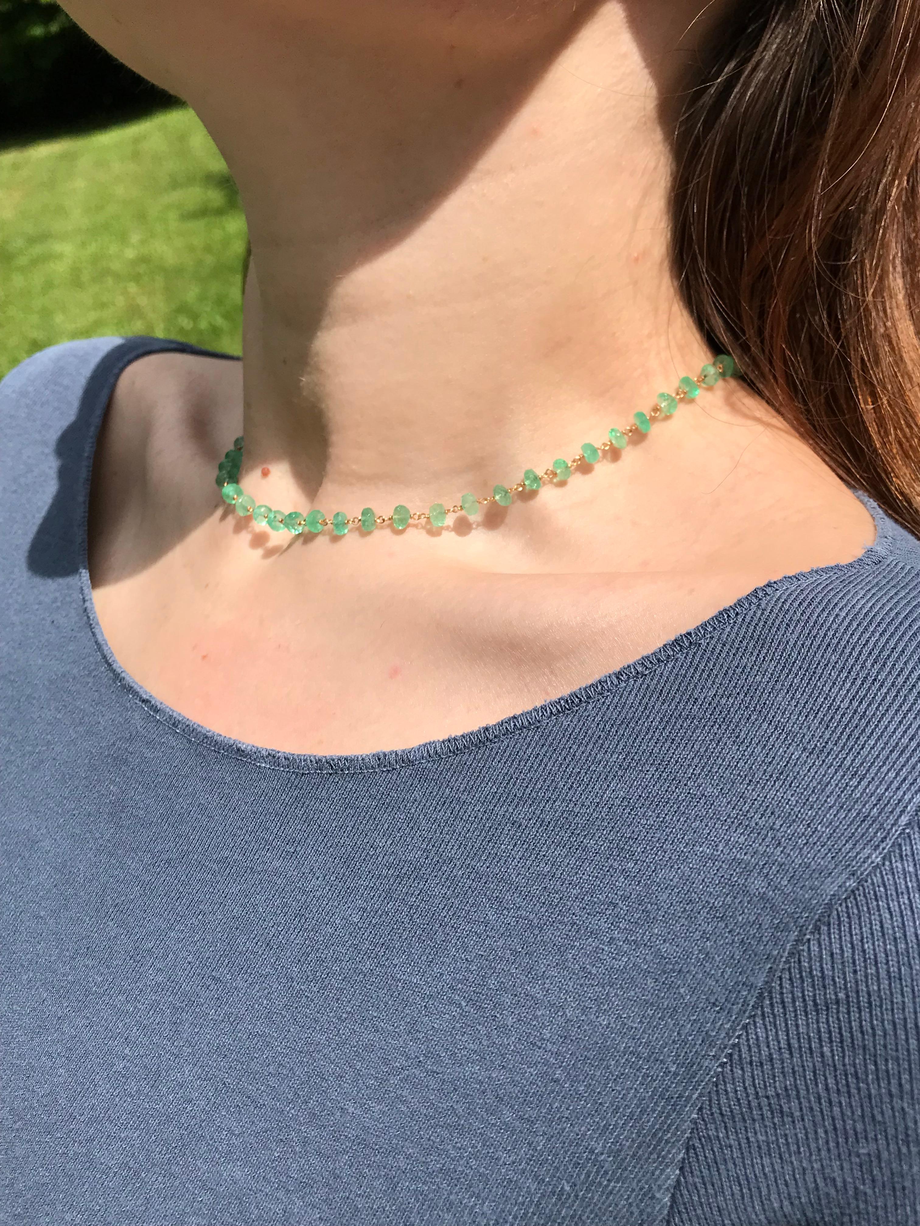 Dalben Collana con perle di smeraldo in oro rosa in vendita 1