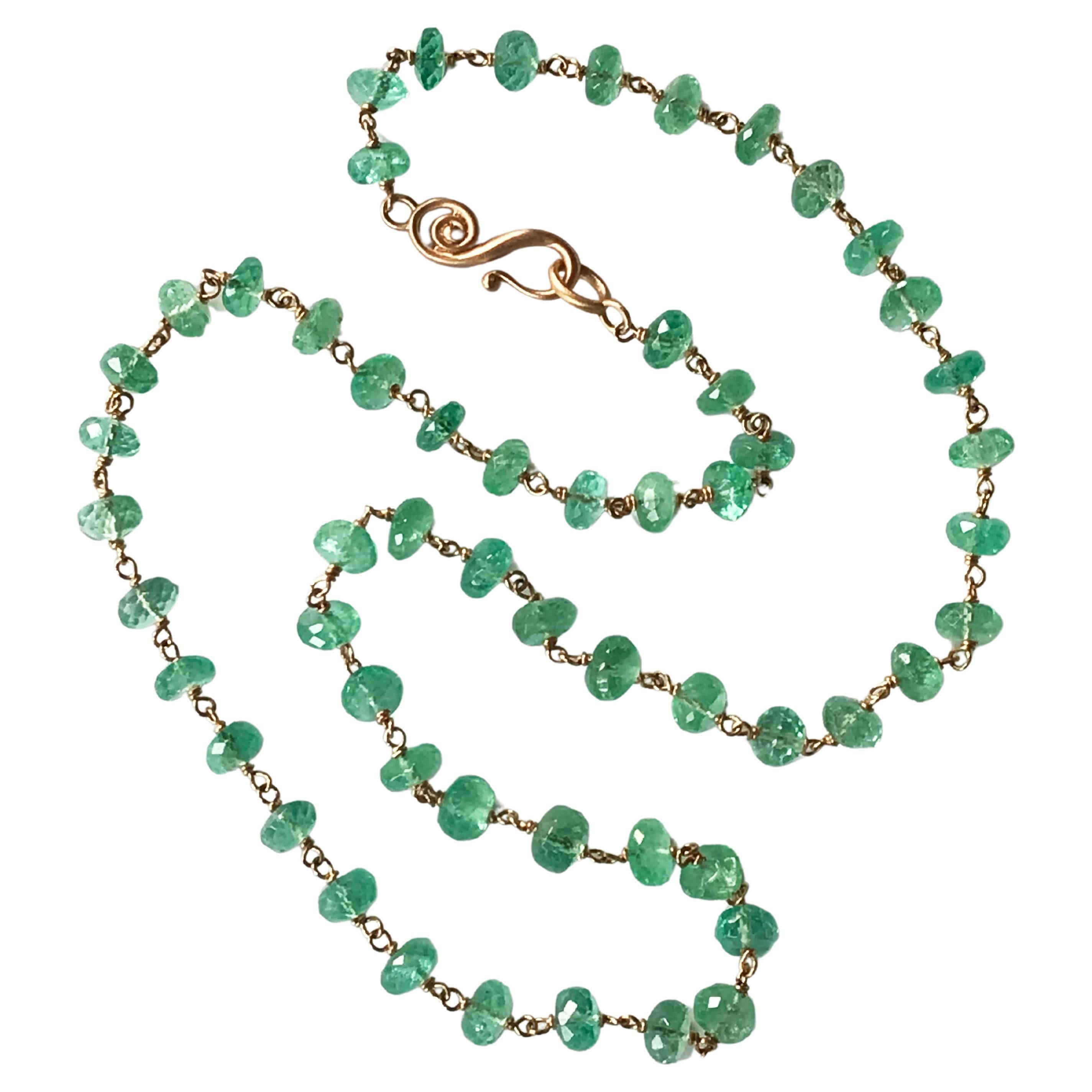 Dalben Emerald Beads Rose Gold Necklace
