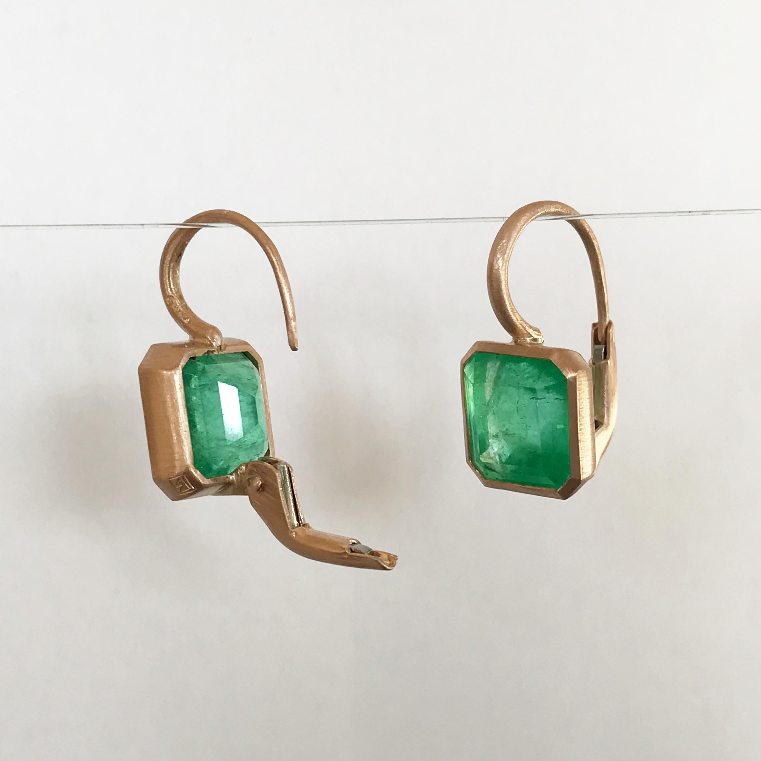 Dalben Emerald Cut Emerald Rose Gold Earrings 5