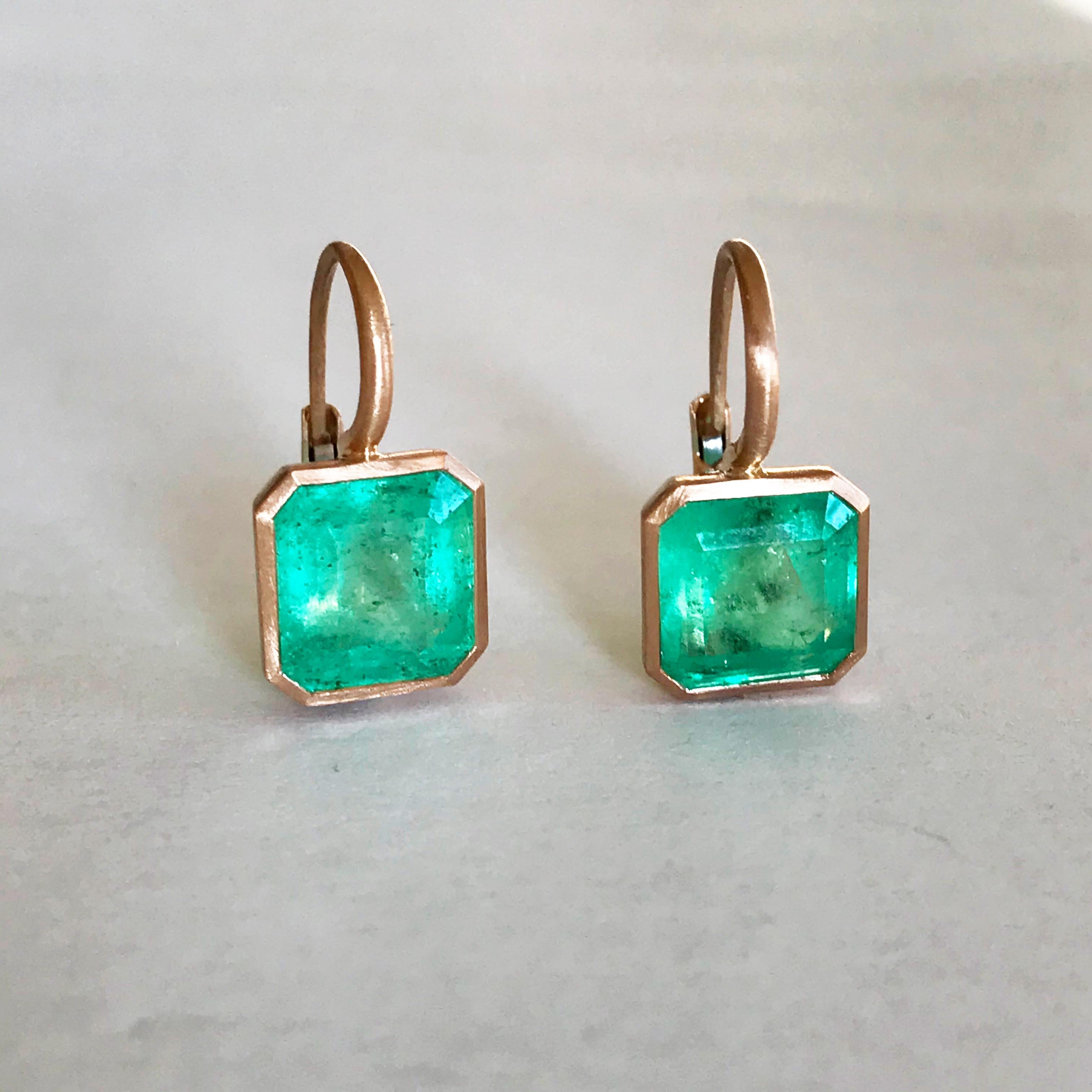 Dalben Emerald Cut Emerald Rose Gold Earrings 6