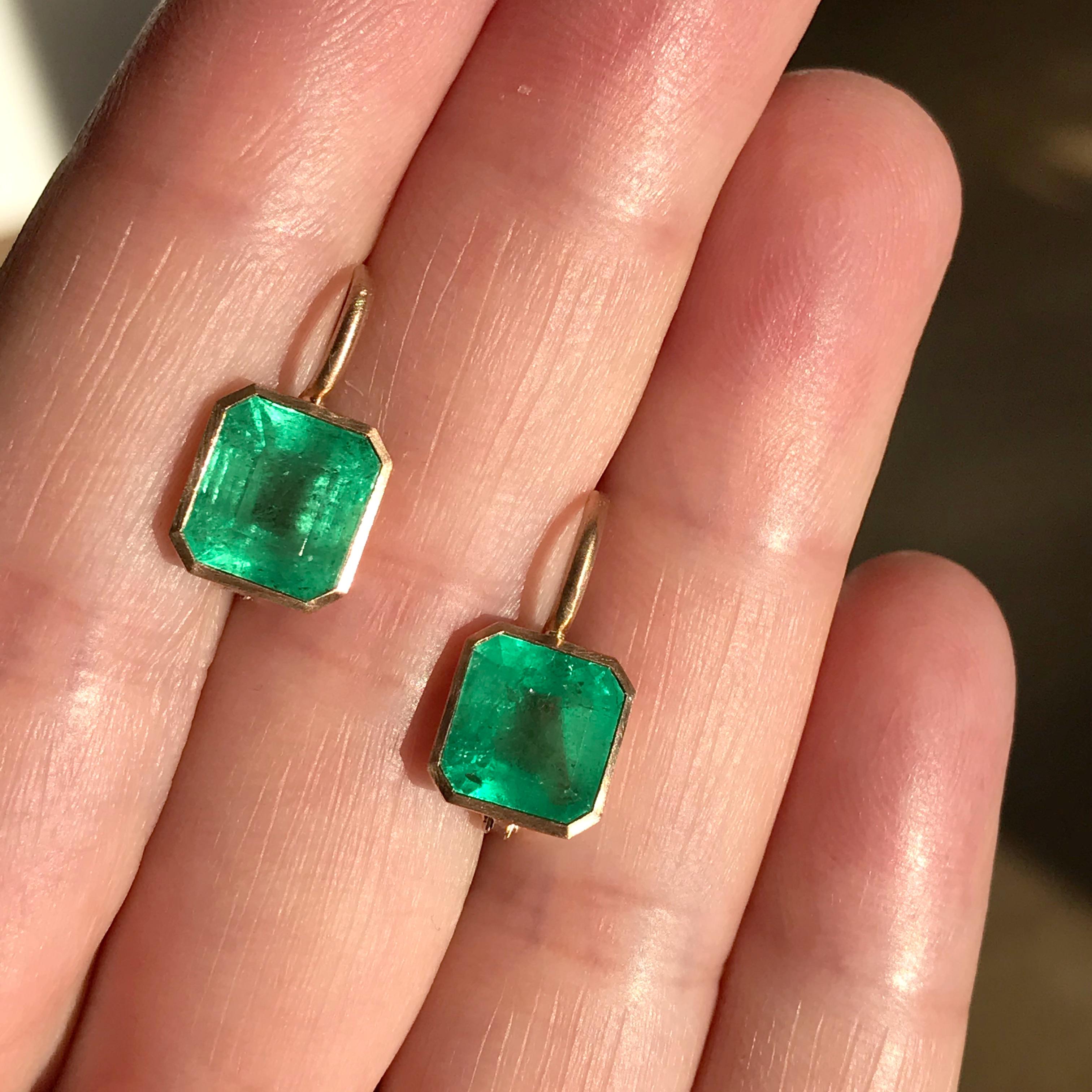 Contemporary Dalben Emerald Cut Emerald Rose Gold Earrings