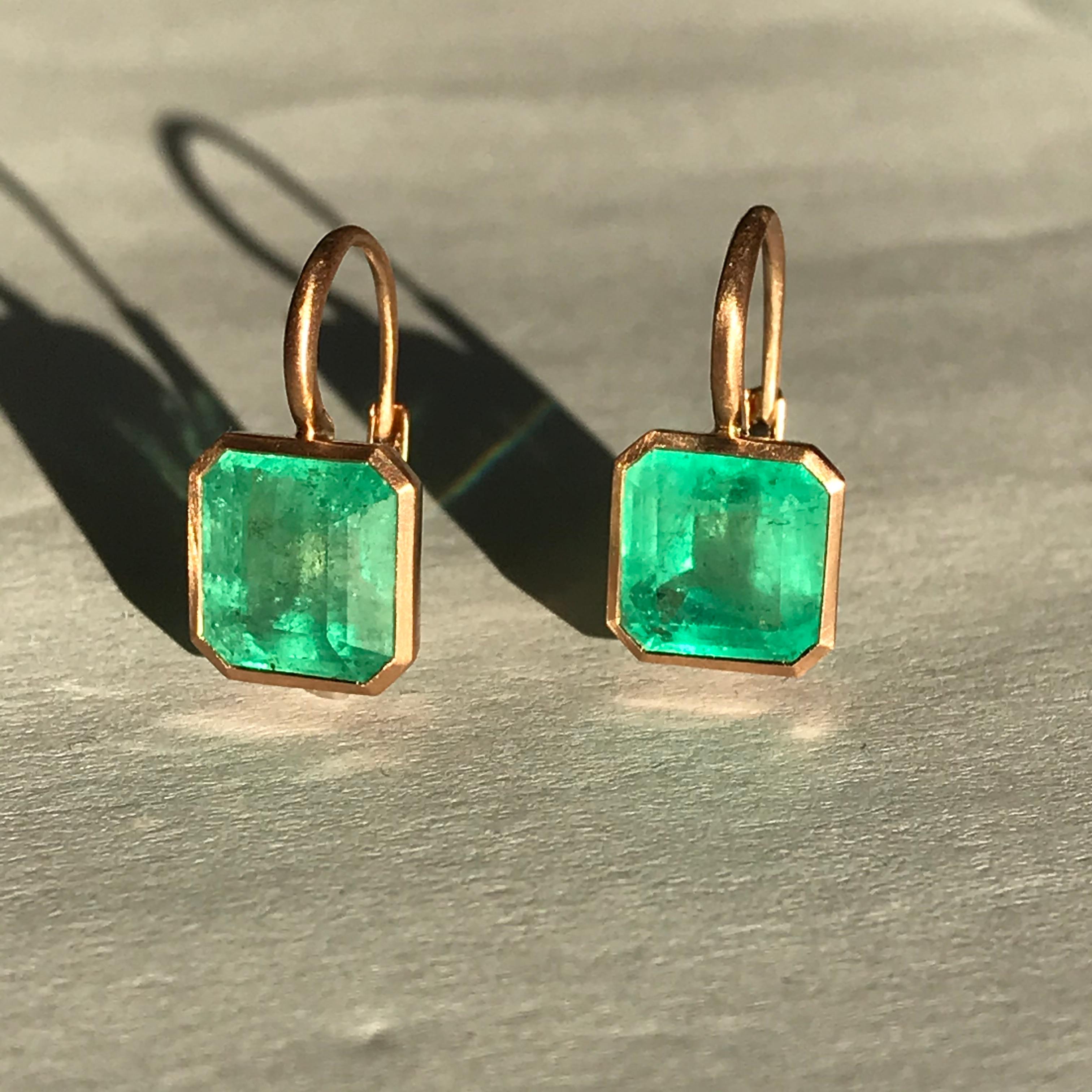 Dalben Emerald Cut Emerald Rose Gold Earrings In New Condition In Como, IT