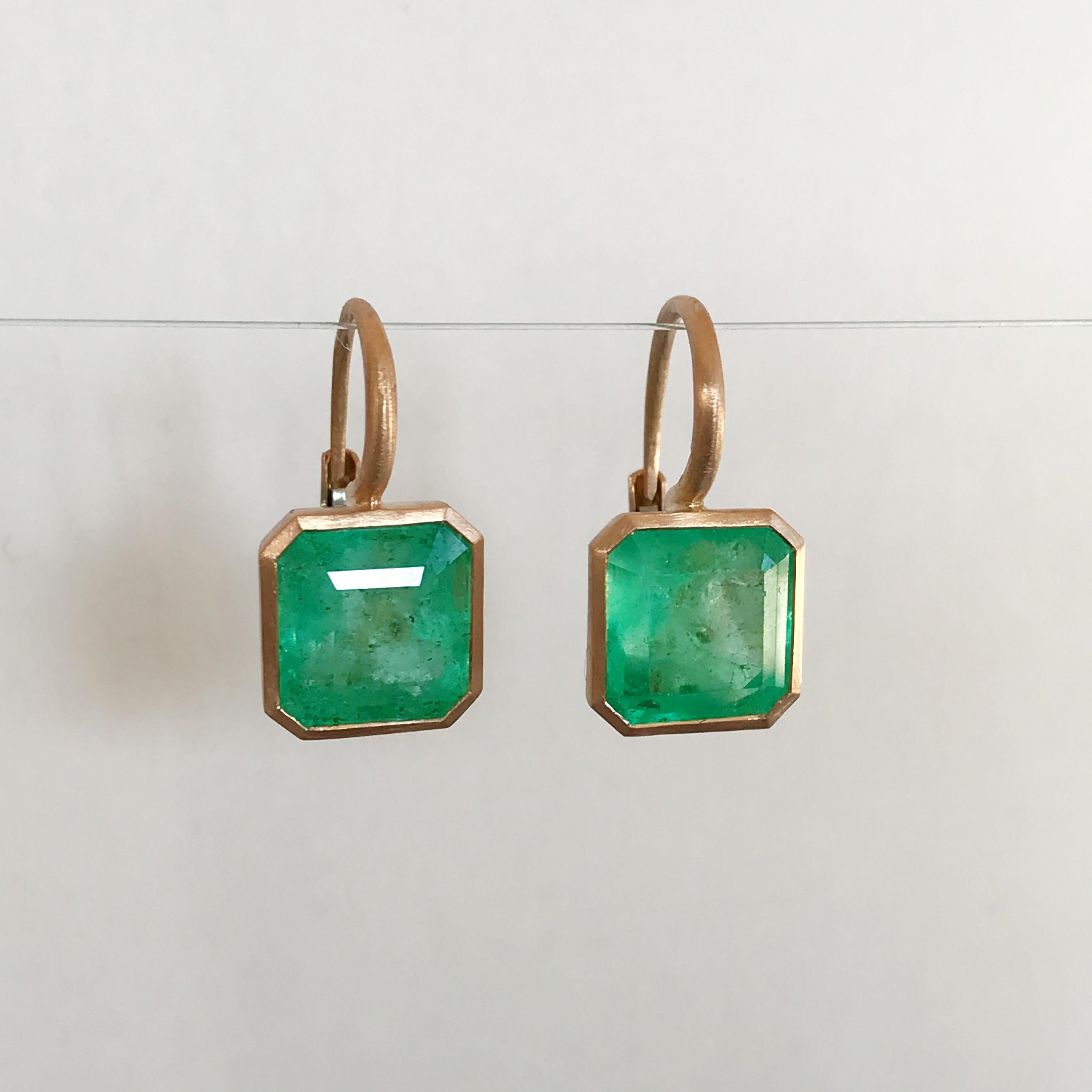 Women's Dalben Emerald Cut Emerald Rose Gold Earrings