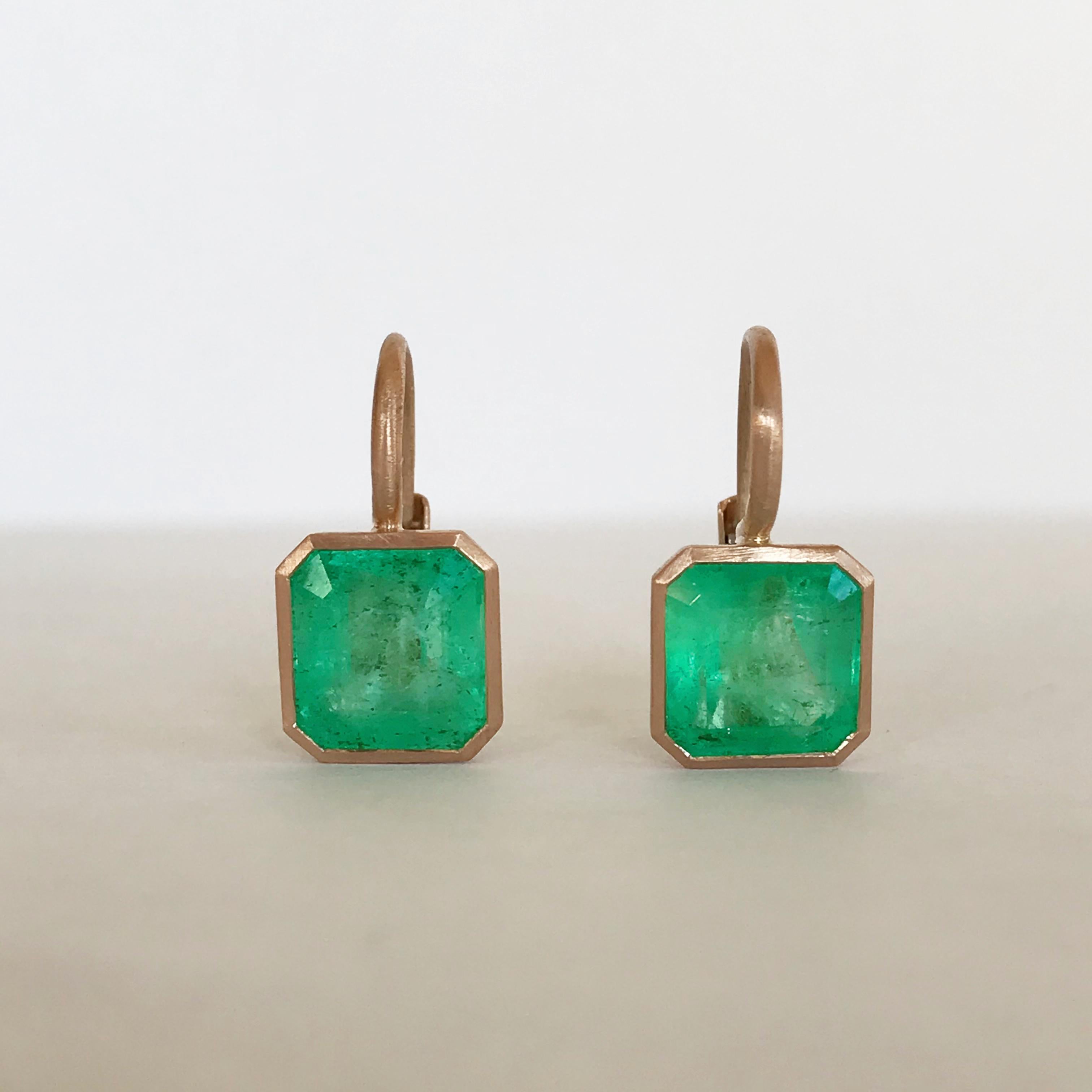 Dalben Emerald Cut Emerald Rose Gold Earrings 1