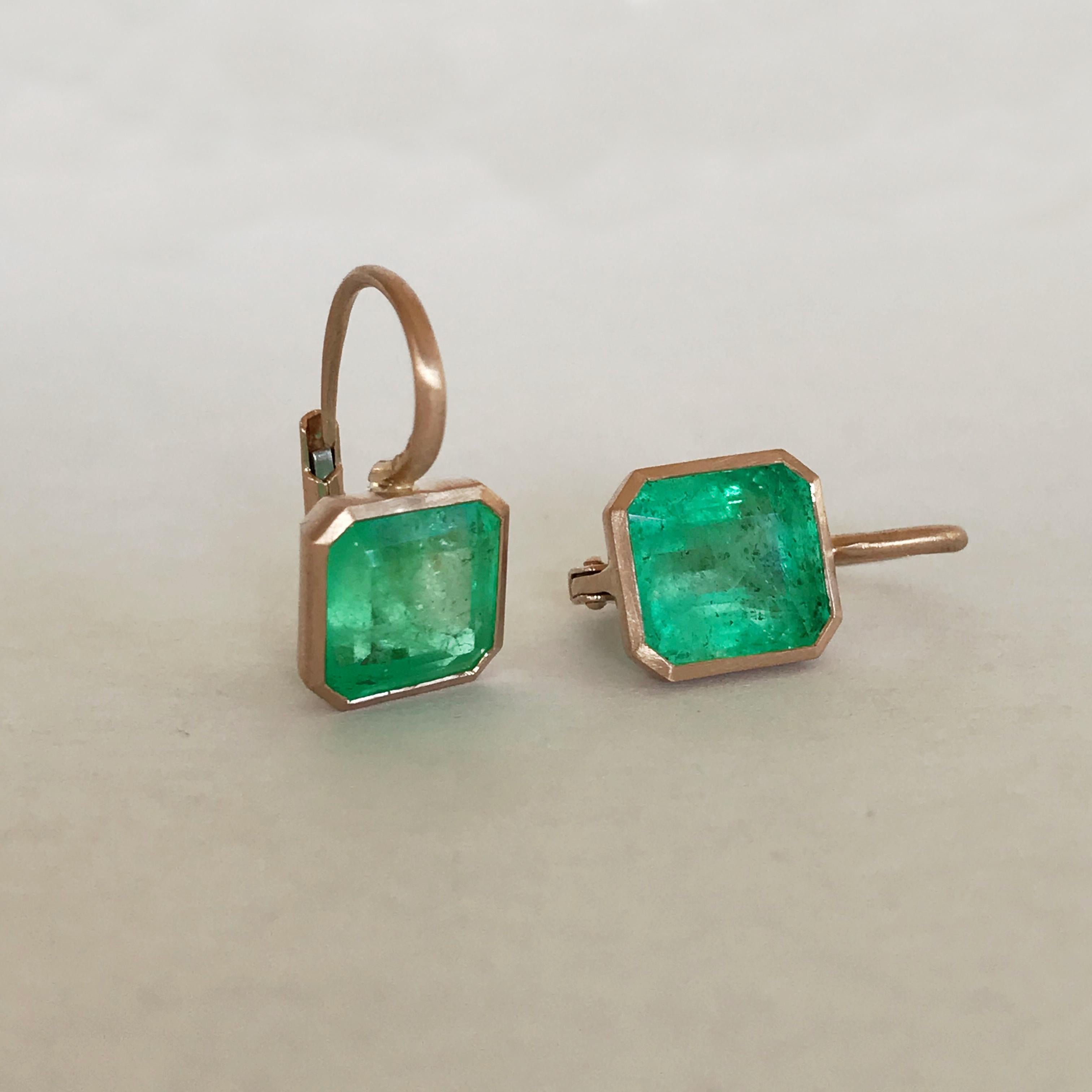 Dalben Emerald Cut Emerald Rose Gold Earrings 2
