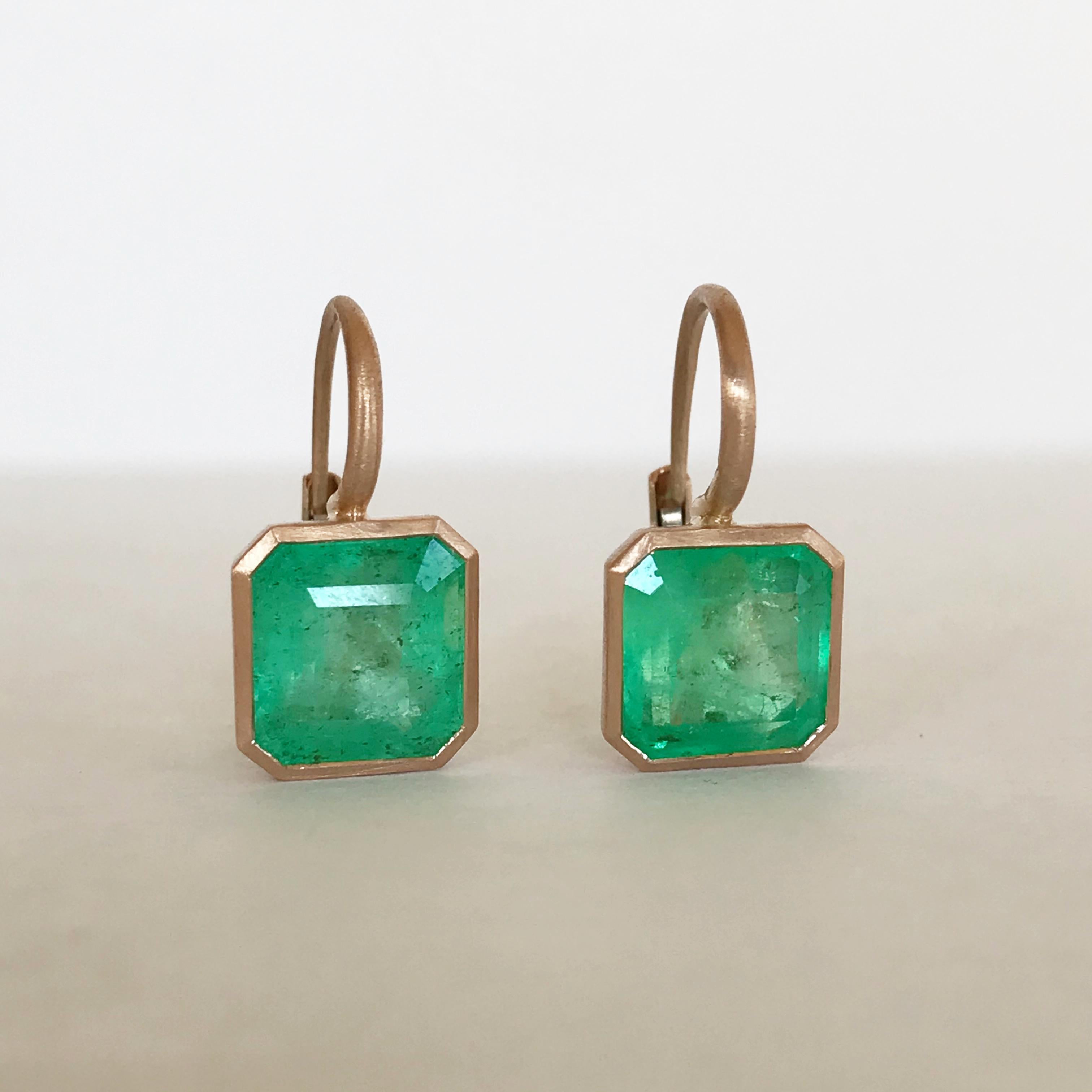 Dalben Emerald Cut Emerald Rose Gold Earrings 3