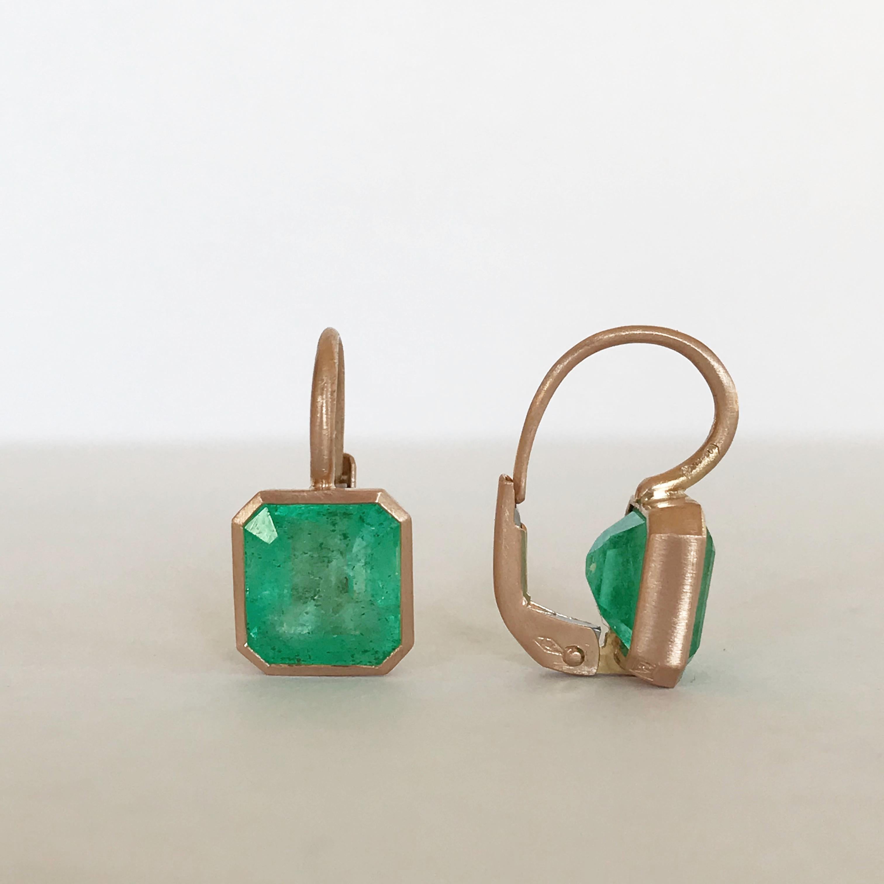 Dalben Emerald Cut Emerald Rose Gold Earrings 4