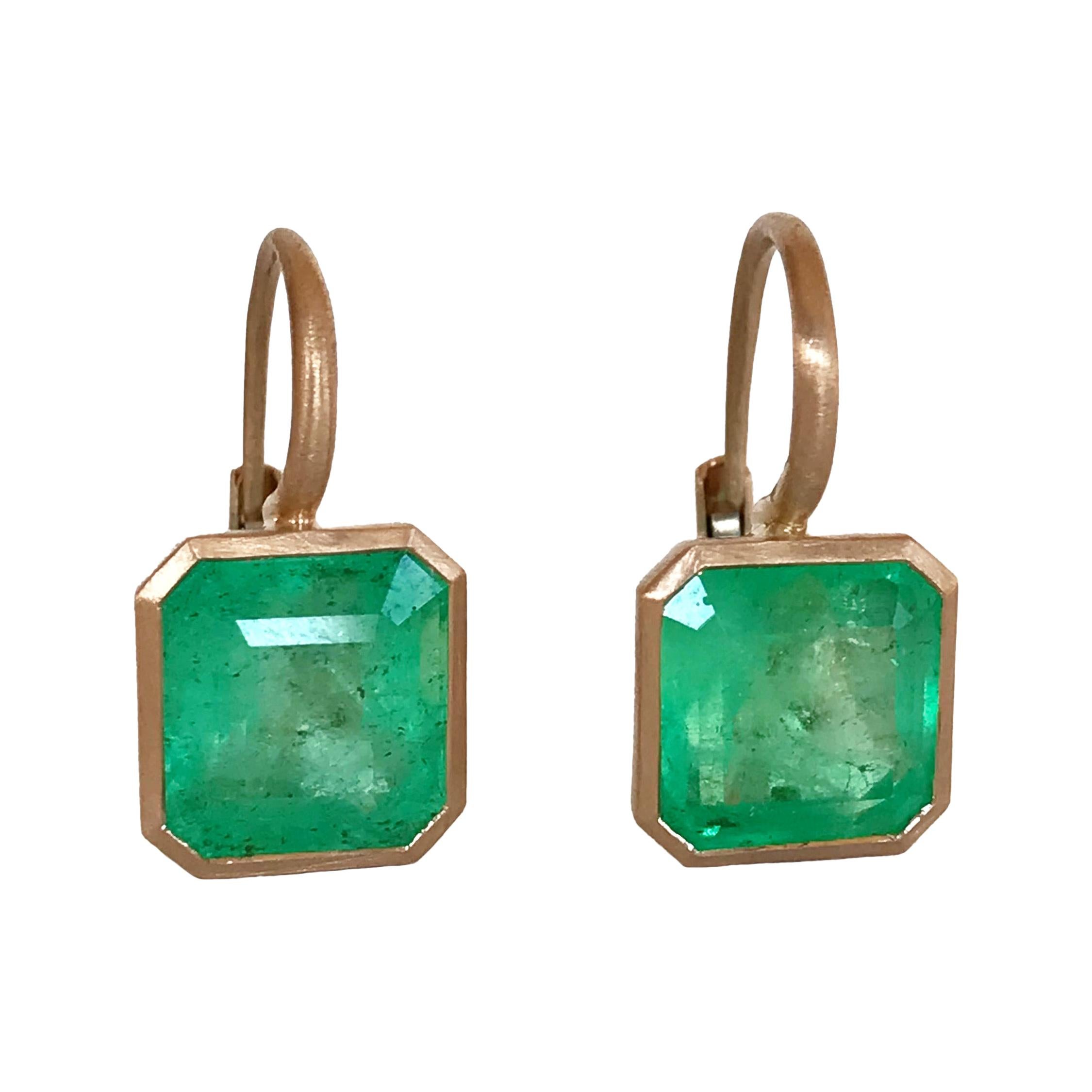 Dalben Emerald Cut Emerald Rose Gold Earrings