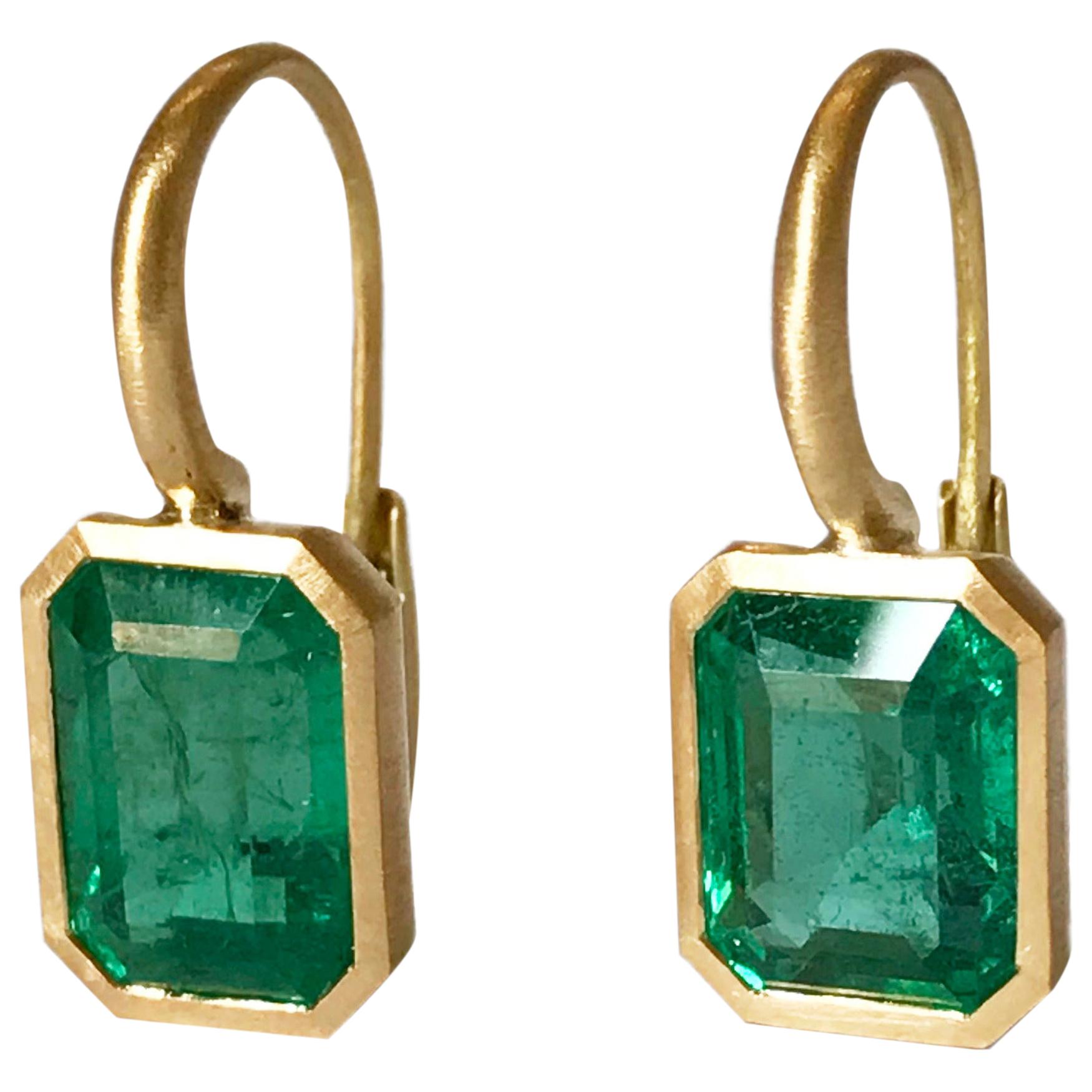 Dalben Emerald Cut Emerald Yellow Gold Earrings