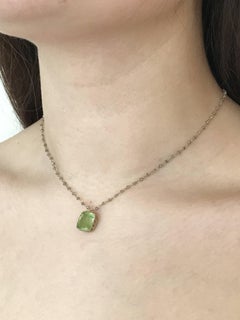 Dalben Green Aquamarine Diamond Gold Rosary Necklace