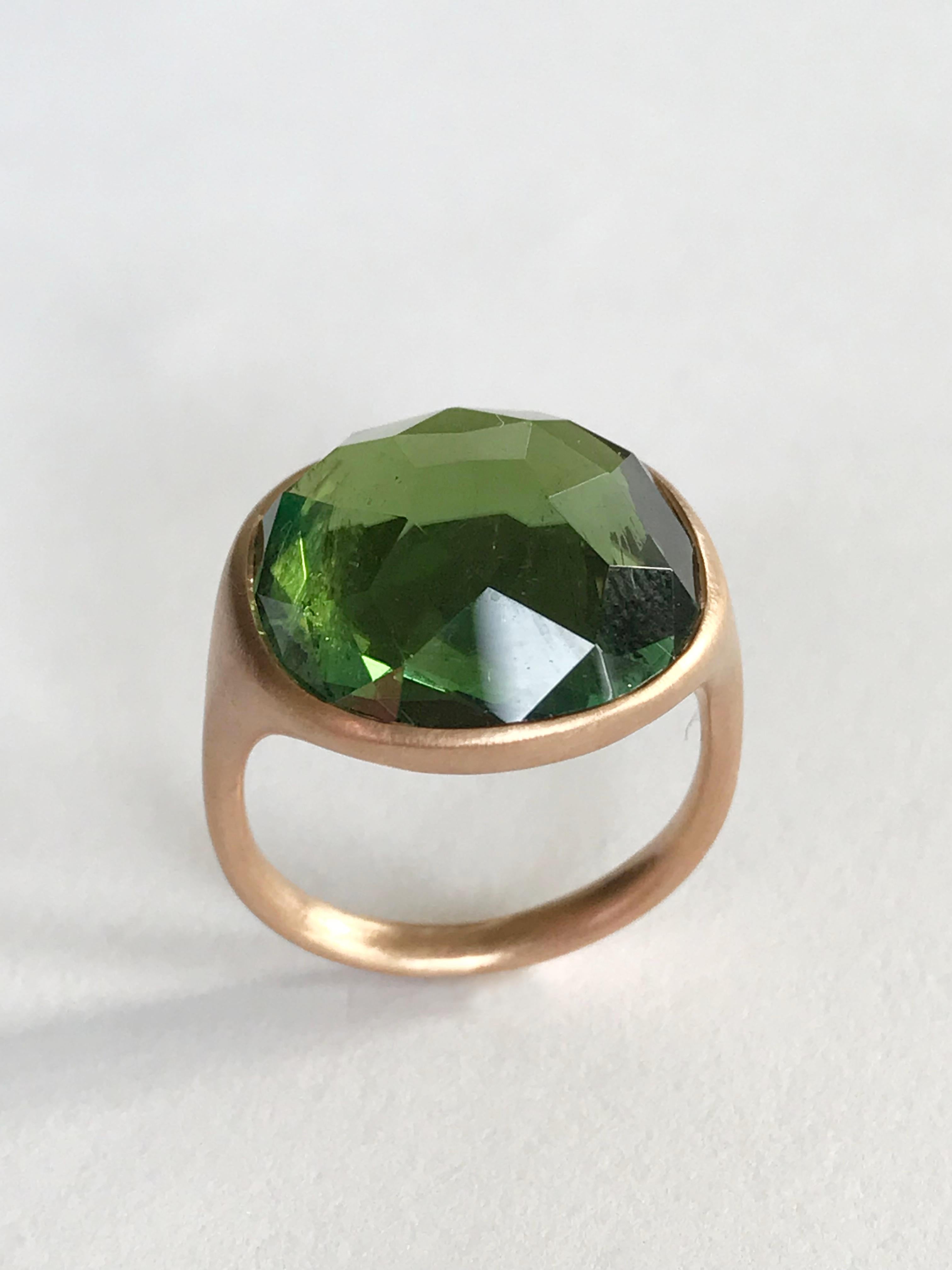 Contemporary Dalben Green Toumaline Rose Gold Ring