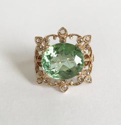 Dalben Green Tourmaline Diamond Gold Ring